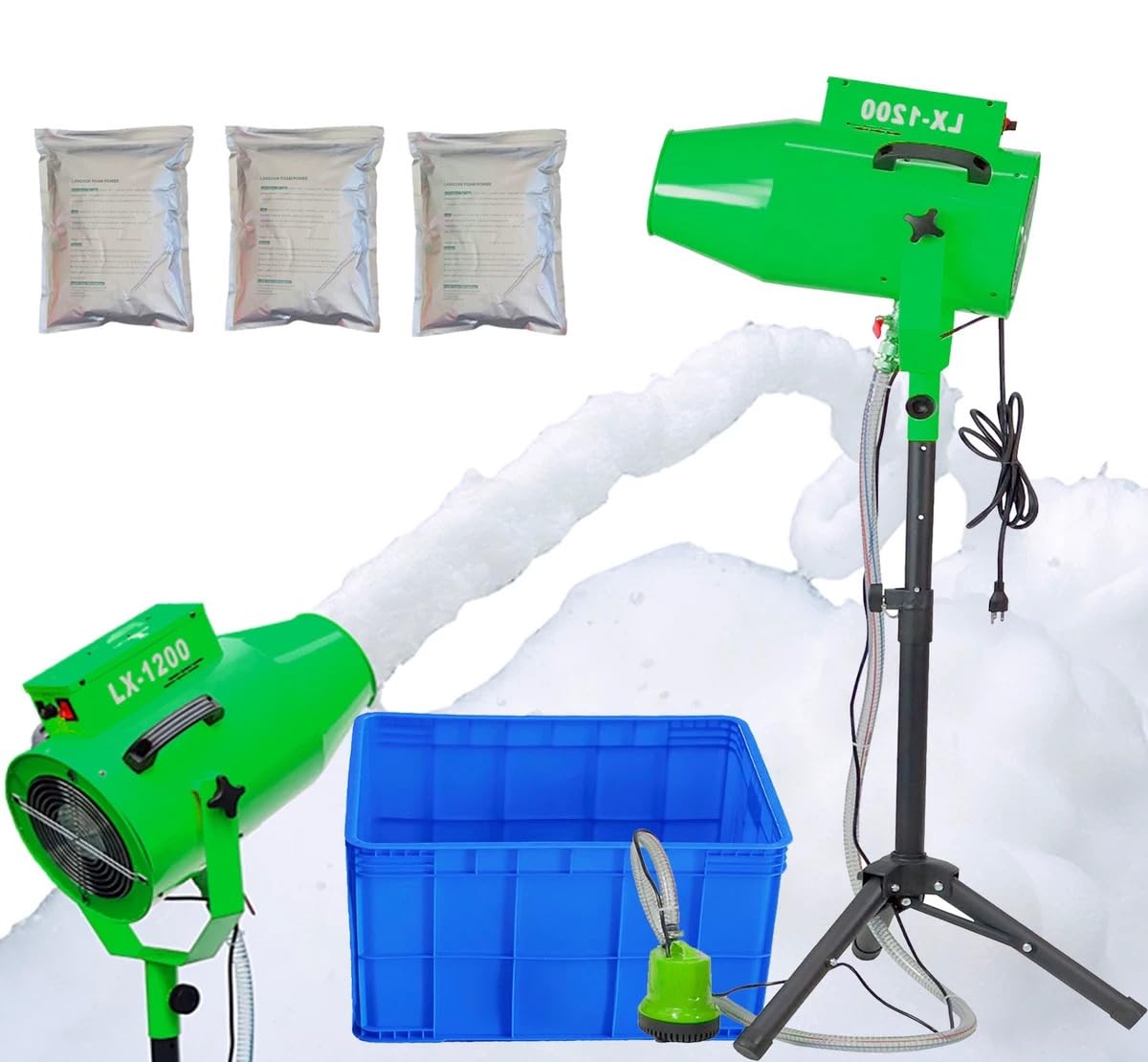 Party Foam Machine,Summer Pool Water Toys for Kids & Adults, Bubble Machine With 3pcs Foam Granules and Water Tank, Holiday & Birthday Girls & Boys, Business Celebrations, Outdoor Party Events (Green)