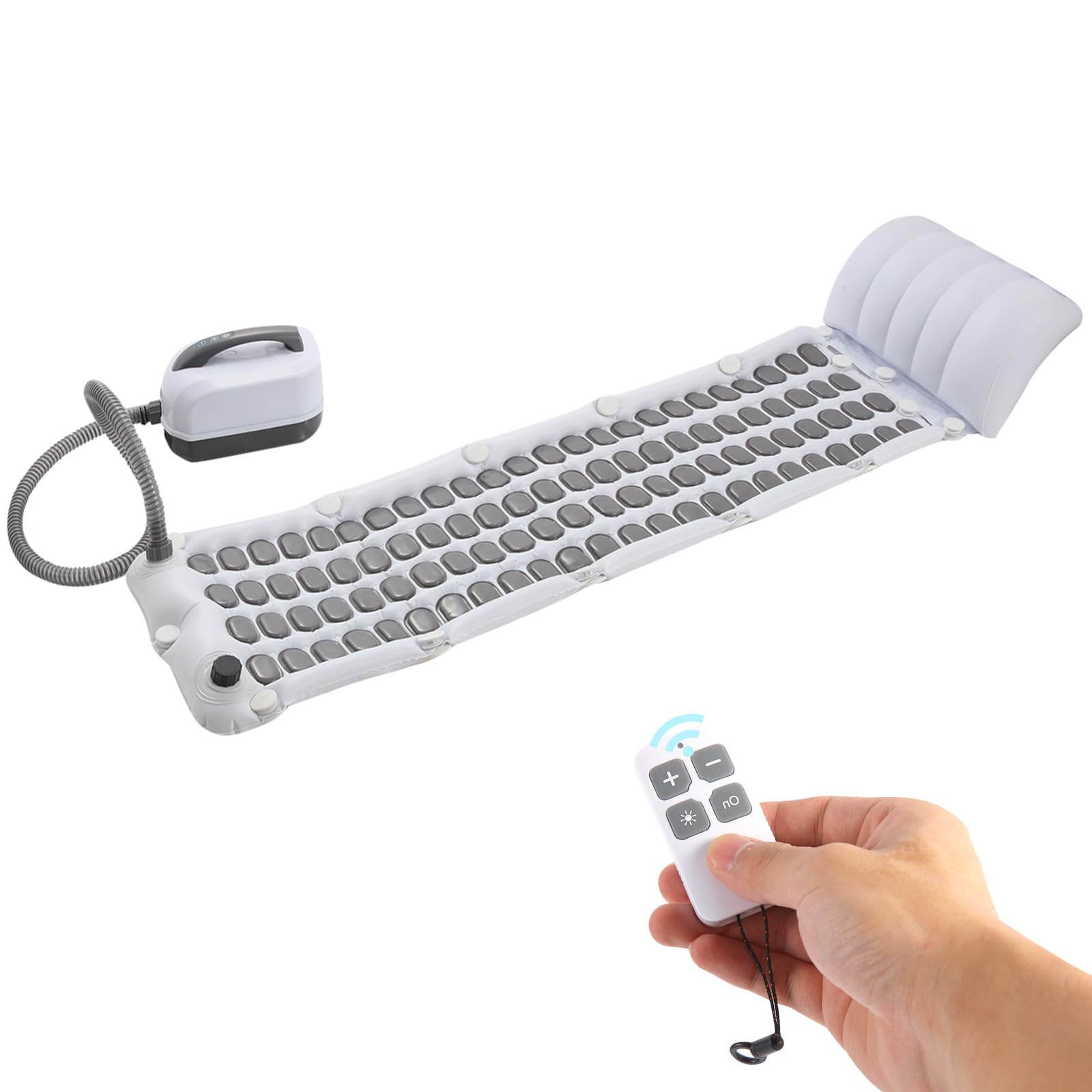 Crossing King Portable Spa Bubble Bath Massager - Bubble Bath Mat Tub Spa Massager with Upgraded Powerful Suction Cup, Electric Air Pump, Pillow and Remote Control for Ultimate Relaxation, Large Size