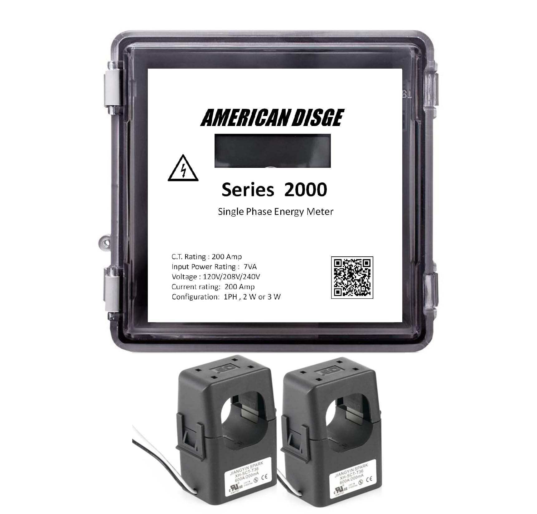 American Disge Series 2000 Single Phase Energy SubMeter, 200 Amp, 120/208/240V, 1PH/2W/3W