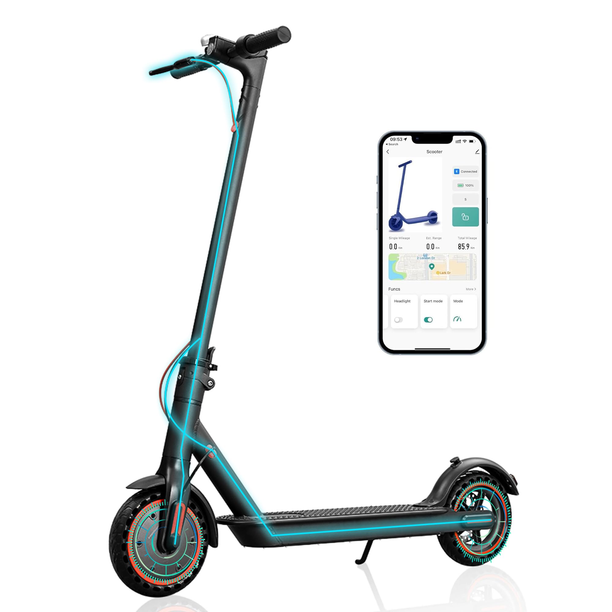Lightweight Electric Scooter for Adults, All-Aluminum Frame, 350W/500W Motor, 21/35 Miles Range, 15/21 MPH Speed, 8.5"/10" Tires, Foldable E-Scooter with Dual Braking System & Extra-High Handlebars