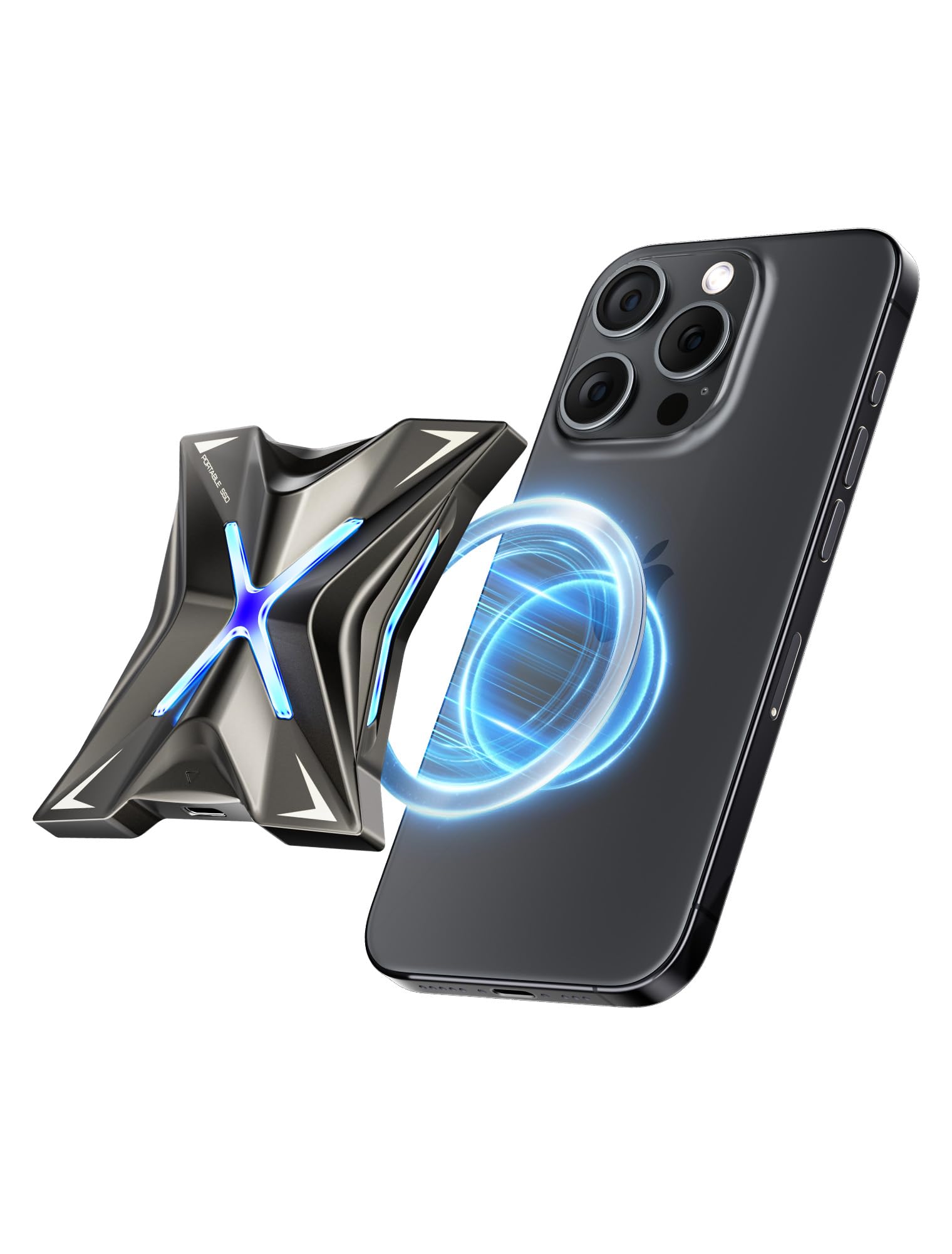 MOVE SPEED Magnetic 2TB Portable External SSD - 2000MB/s USB-C 3.2x2, PS5/PC/Smartphone Compatible Portable Drive, Compact Durable Storage for Gamers & Creators
