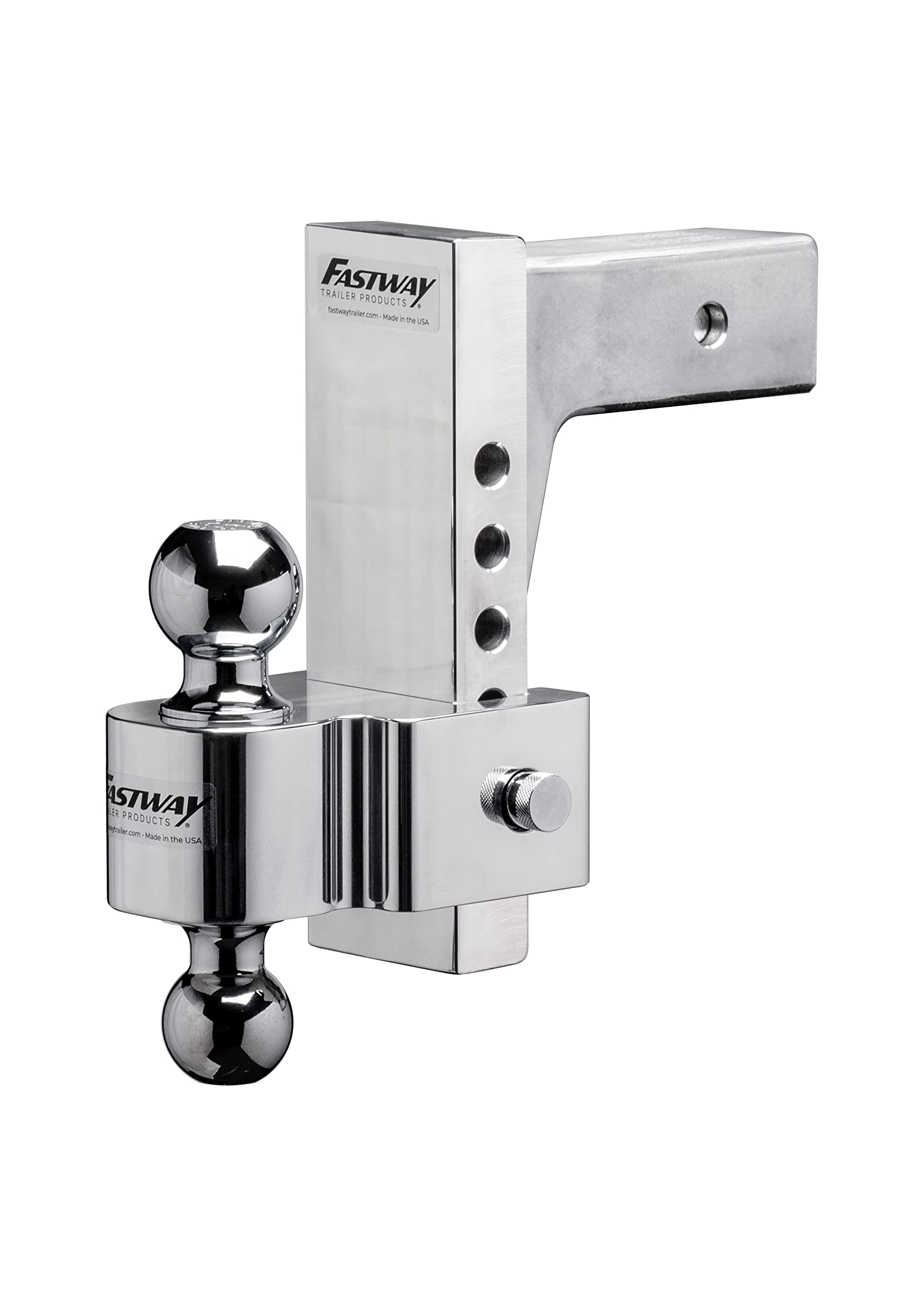 Fastway Flash 42-00-2825 E Series HD Adjustable Aluminum Ball Mount with 8 Inch Drop, 2.5 Inch Shank, and Chrome Plated Balls