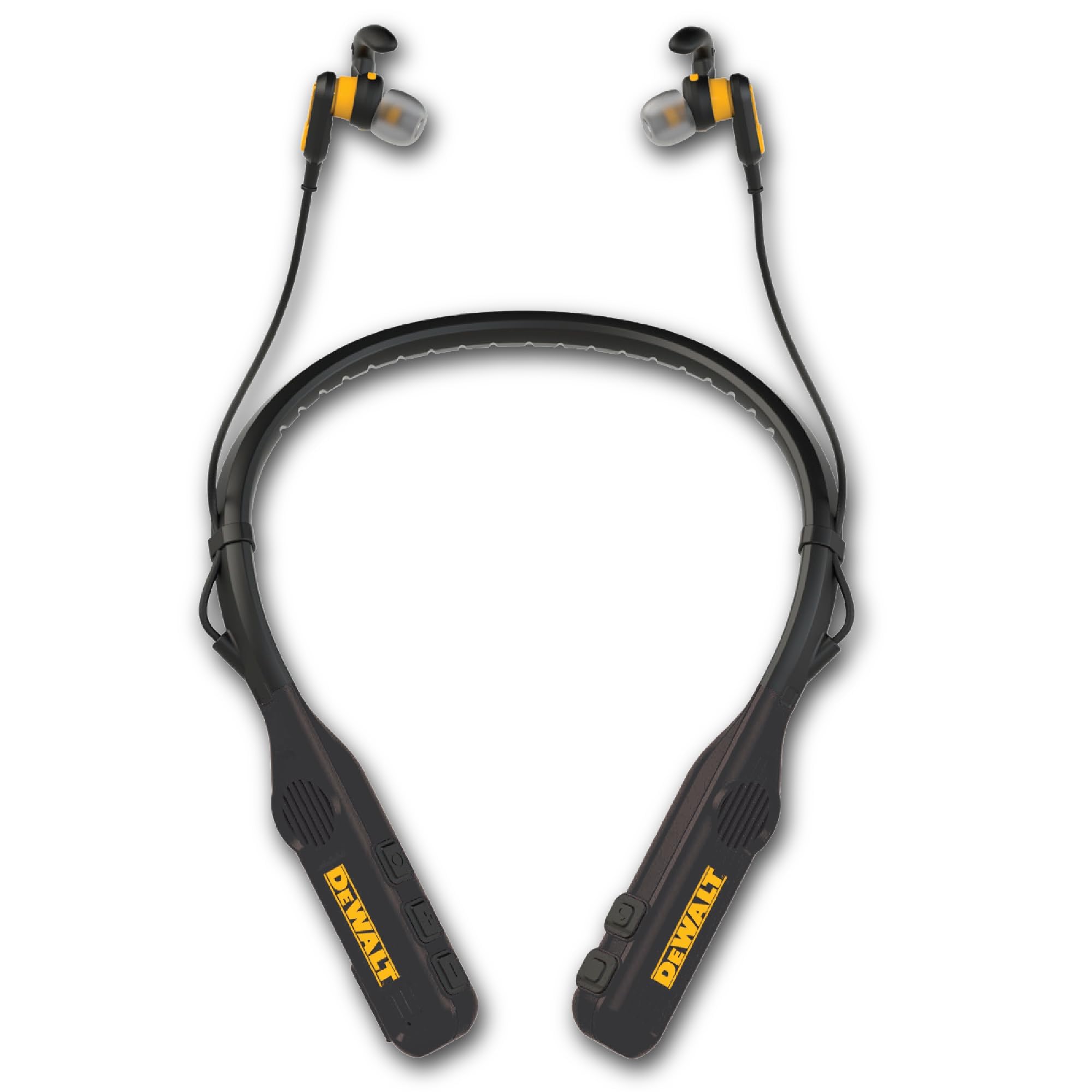 DEWALT 2-in-1 Neckband Bluetooth Headphones w/Built-in Speakers, Jobsite Wearable Speaker & Around Neck Headphones, Wireless Bluetooth Headset, 60+ Hrs, Hands-Free Music & Calls (Black)