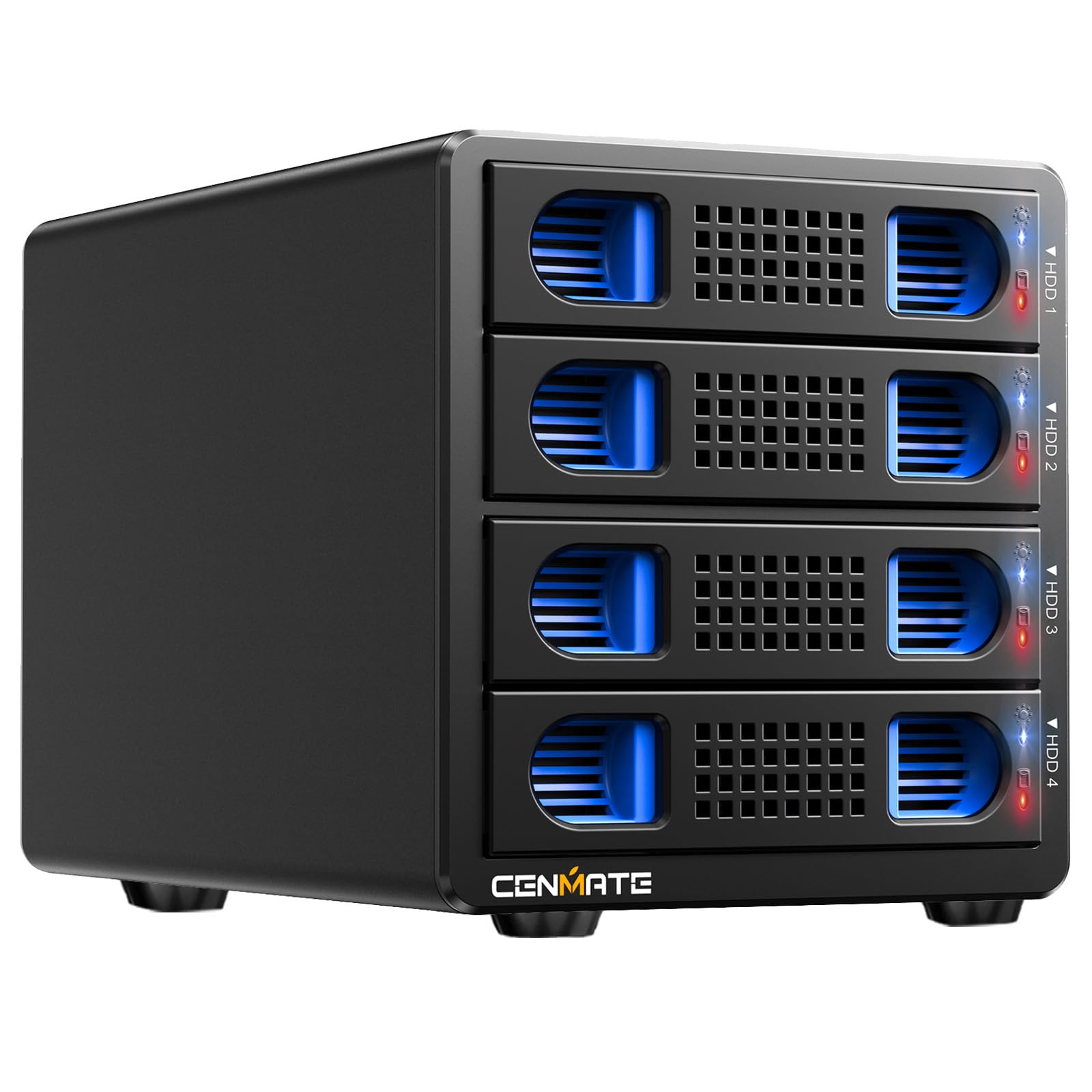 CENMATE 4 Bay Hard Drive Enclosure with Cooling Fan for 2.5/3.5" SATA HDD/SSD with USB A/C 3.0＋eSATA Cable, 3.5 Hard Drive Reader Supports 80TB Capacity(NO RAID/NAS)