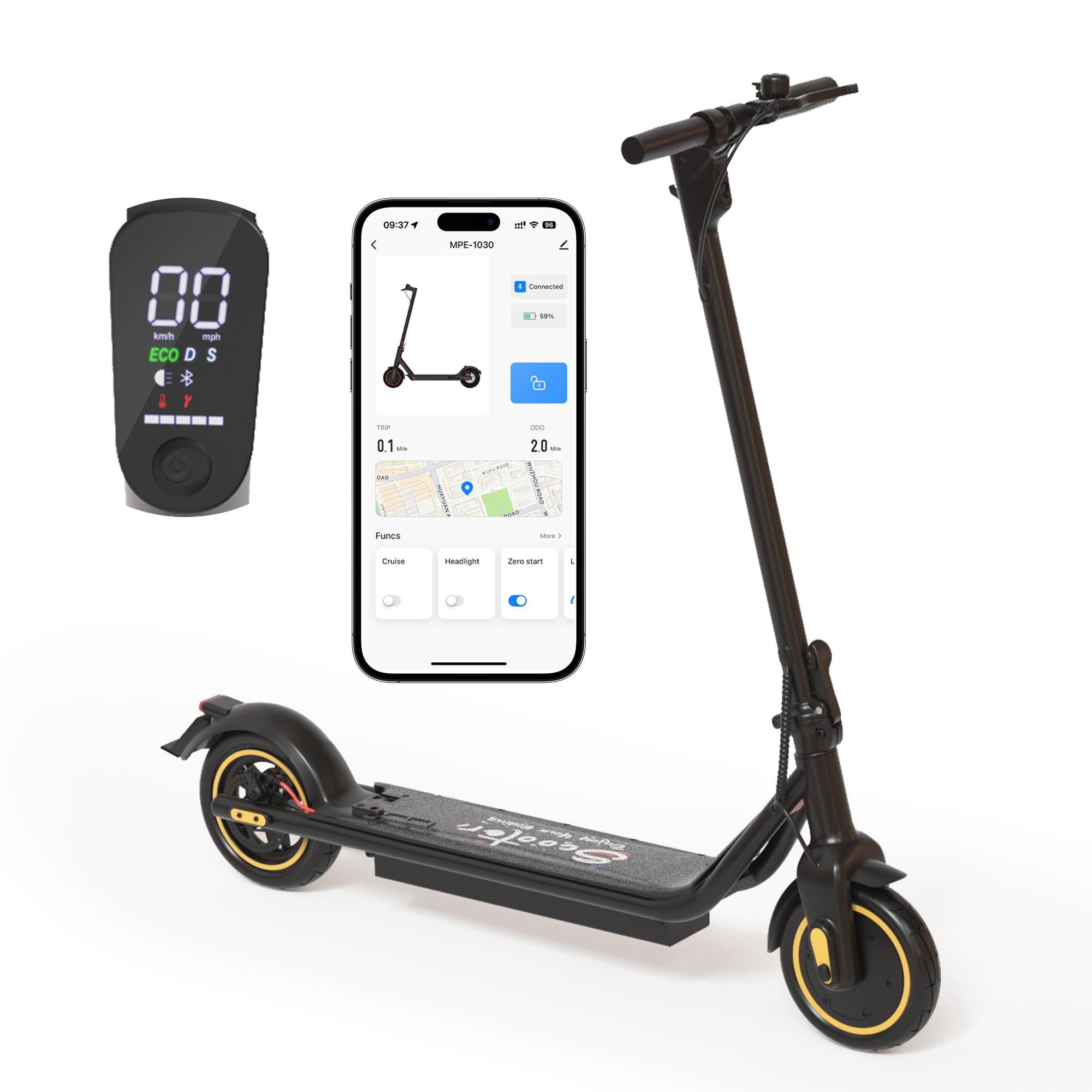 Electric Scooter for Adults,350W Motor,Max 19MPH Speed,10'' Tires&15 Miles Range Electric Scooters,Foldable Commuting Electric Scooter with Smart App