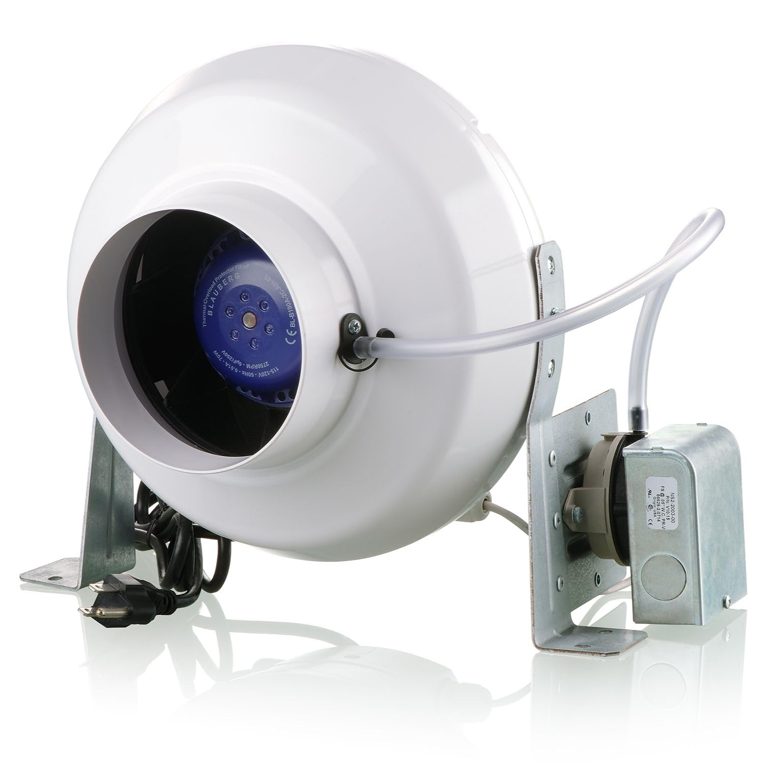 VENTS-US VK 100 PS - Dryer Booster Fan for 4 inch Duct Work with Pressure Sensor - Automatically detects Input from Dryer and Significantly Reduces Drying time