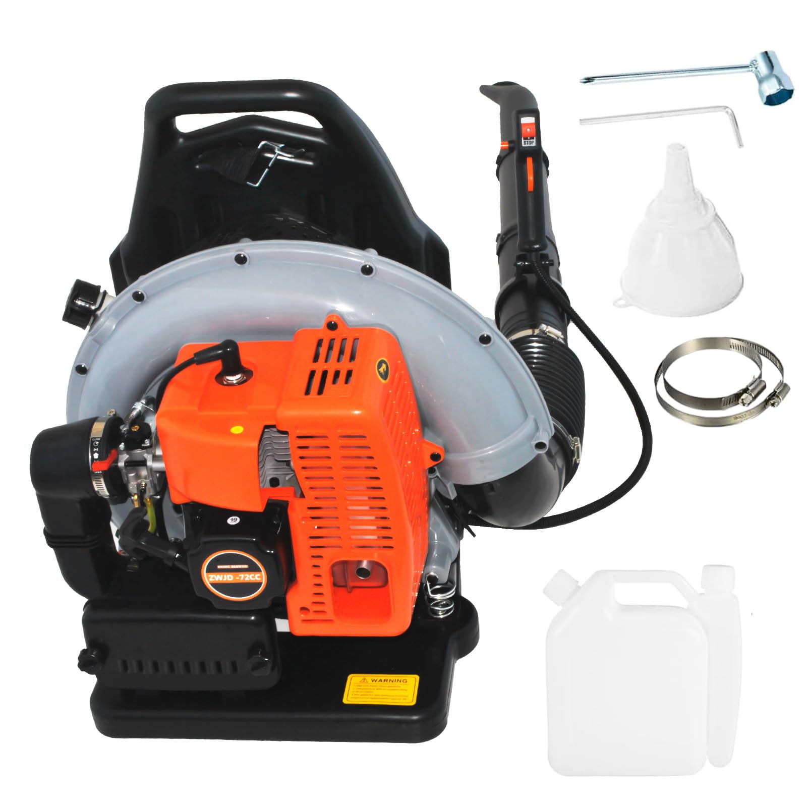 Gas Leaf Blower, 3.6HP 2 Stroke Backpack Gas Blower, 665CFM High-Velocity Airflow, Grass Lawn Blower Air Cooling Gasoline Backpack Grass Blower, Snow Blower for Efficient Lawn (72CC Orange)