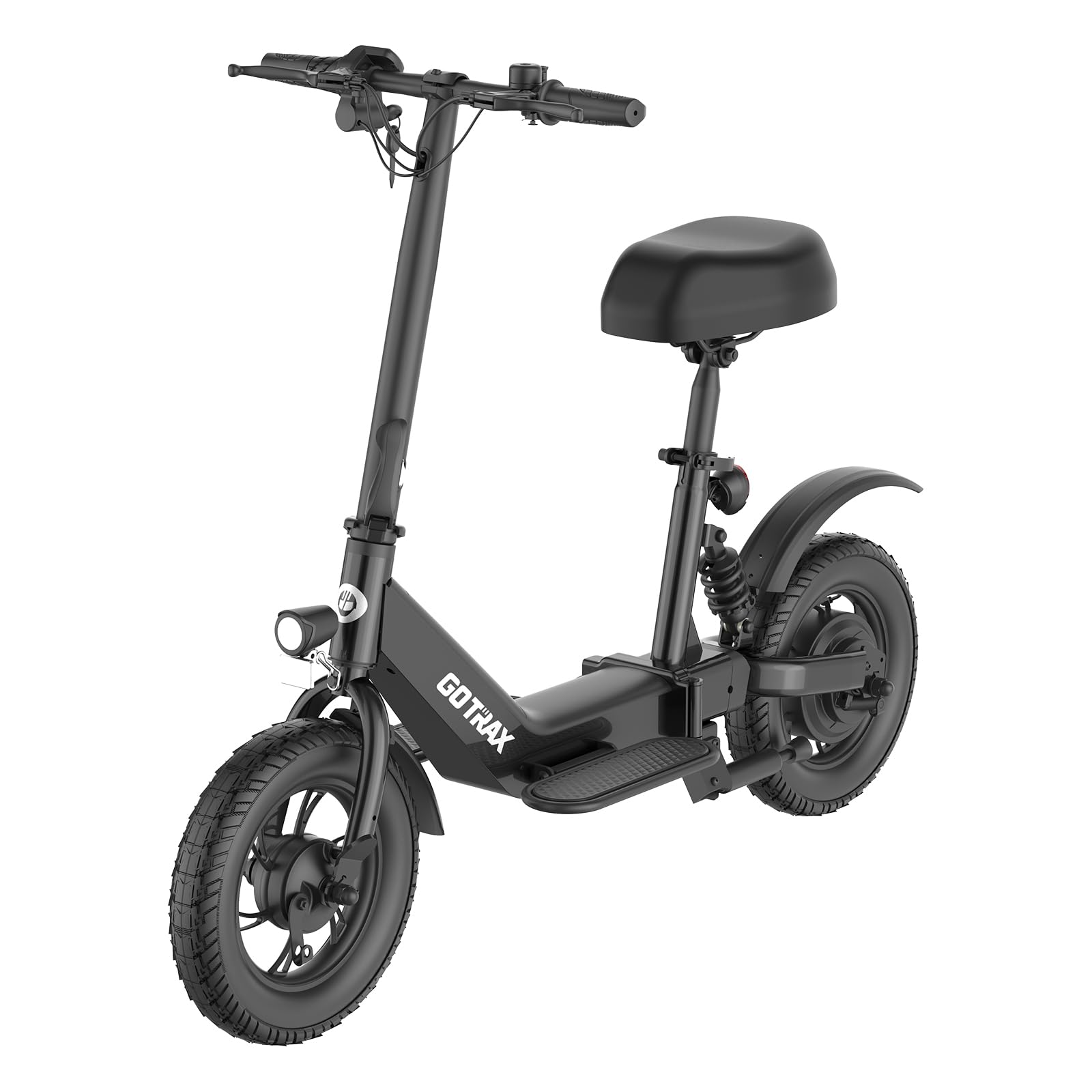 Gotrax A3 Electric Scooter with Seat for Adults, 350W Motor, 15.5MPH Top Speed, Max 9.5 Miles Range, 12" Pneumatic Tire and Height Adujustable Seat, Lightweight and Foldable for Commuting (Black)
