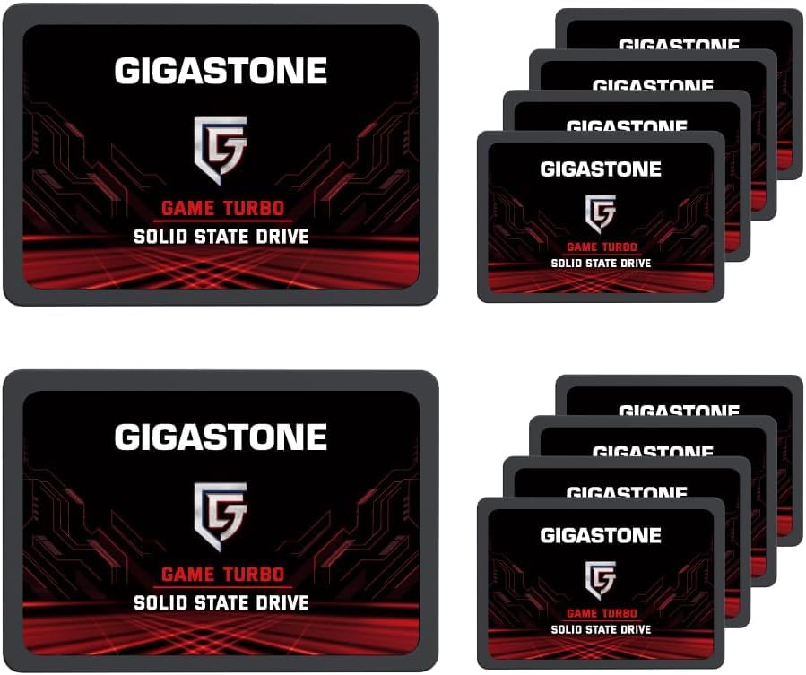GIGASTONE SATA SSD 256GB (10-Pack) 2.5 inch SSD 520MB/s Upgrade Laptop PC Memory and Storage PS4 HDD Replacement 2.5" Internal Solid State Hard Drives SATA III SLC Cache 3D NAND Game Turbo Performance
