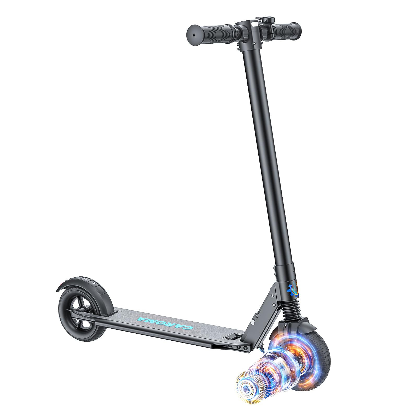 Caroma Electric Scooter Adults, Up to 15.5 Miles Range & 15 MPH Speed, 250W Foldable Electric Scooter for Adults & Kids, Fast Commuting E Scooter for Adults with Braking System, Dark Black