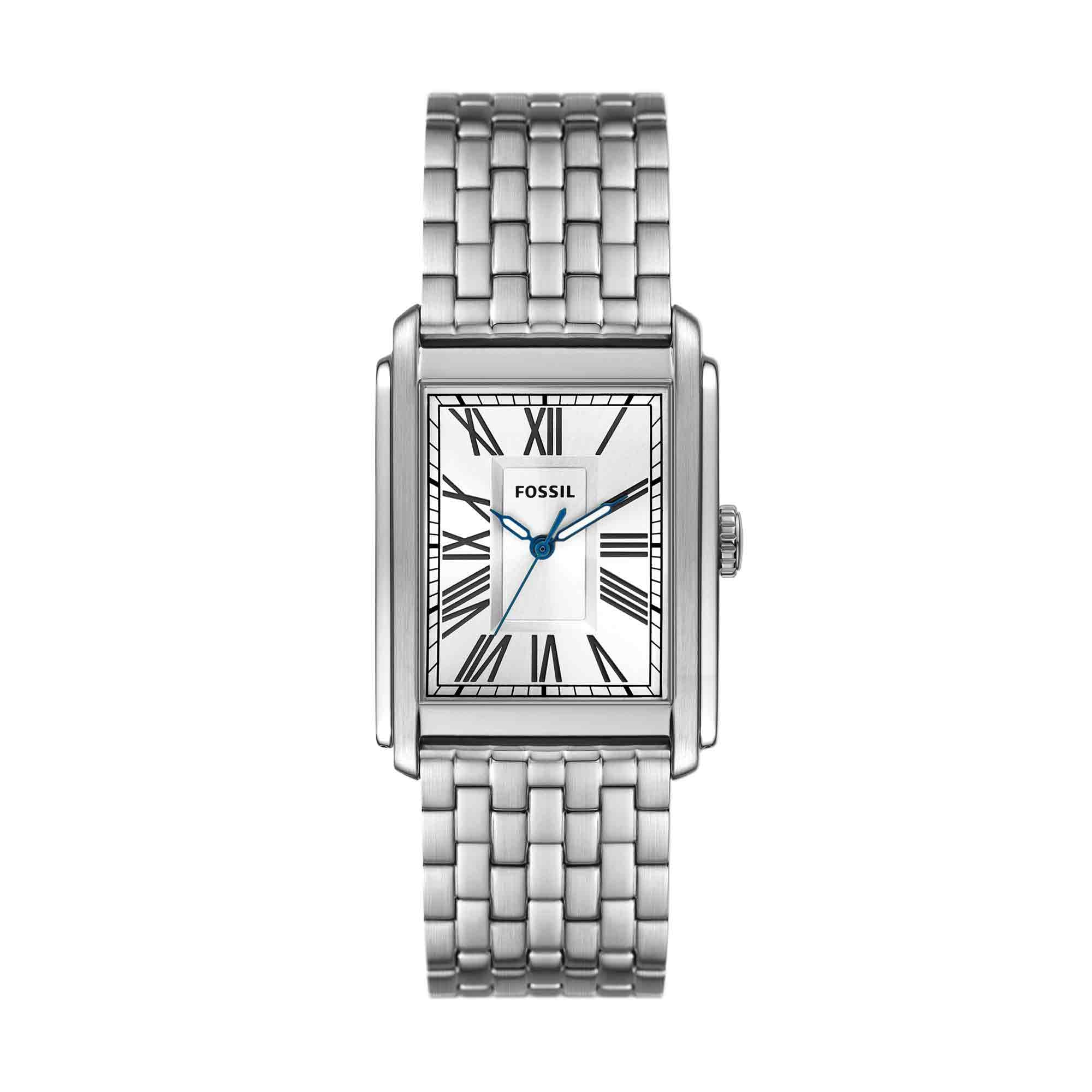 Fossil Men's Carraway Quartz Stainless Steel Three-Hand Watch, Color: Silver (Model: FS6008)