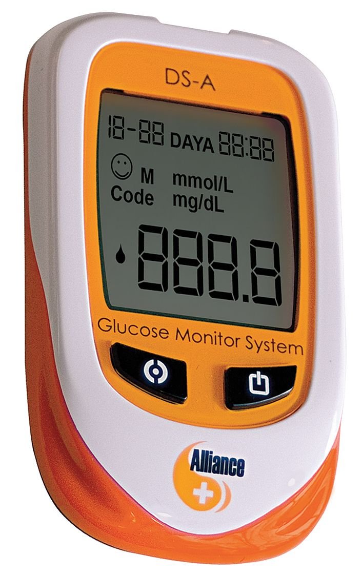 MEDSOURCE Glucose Meter, Blood Glucose Monitor, Plastic, LCD Display, 94.5mm x 56mm x 27.5mm, CR 2032 Battery, 1 Count