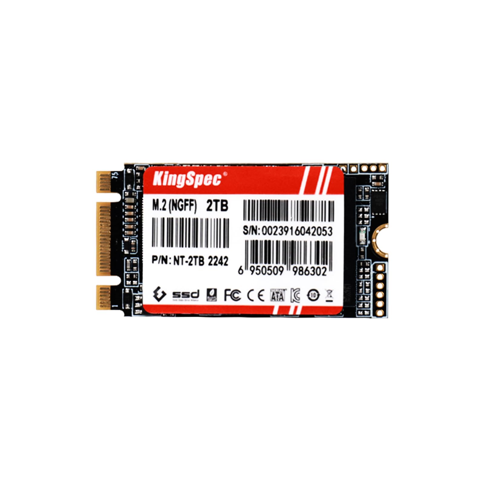 KingSpec M.2 SATA SSD, 2TB 2242 SATA III 6Gbps Internal M.2 SSD, Ultra-Slim NGFF State Drive for Desktop/Laptop/Notebook (2242, 2TB)