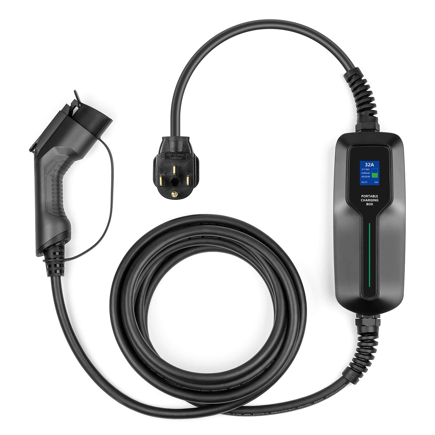 LEFANEV 32 Amp EV Charger Level 2,(NEMA 14-50, 32A/20ft,7.68KW) Portable Electric Vehicle Charging Station for Electric and Hybrid Vehicles