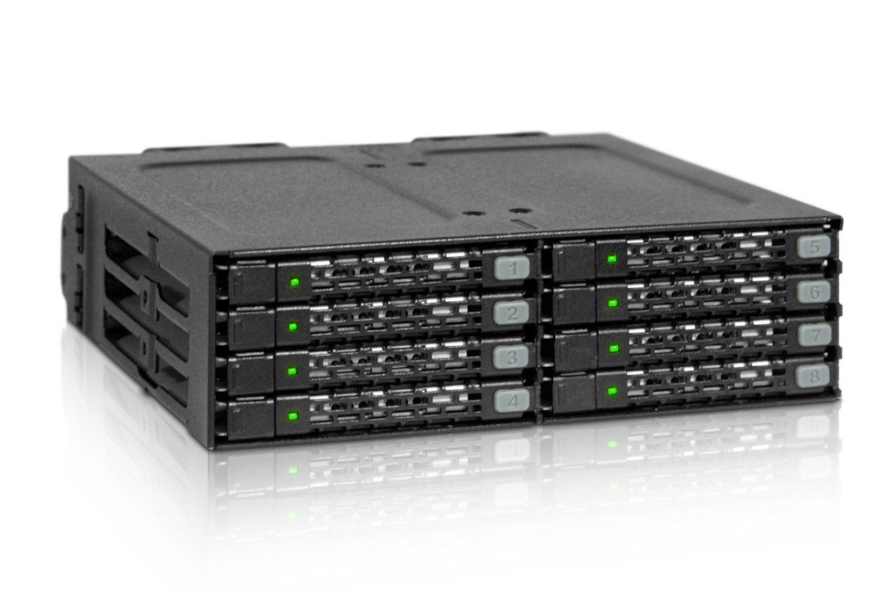 ICY DOCK 8 x 2.5 SAS/SATA HDD/SSD Moblie Rack Enclosure for 5.25" Bay (2 x Mini-SAS HD) | ToughArmor MB998IP-B