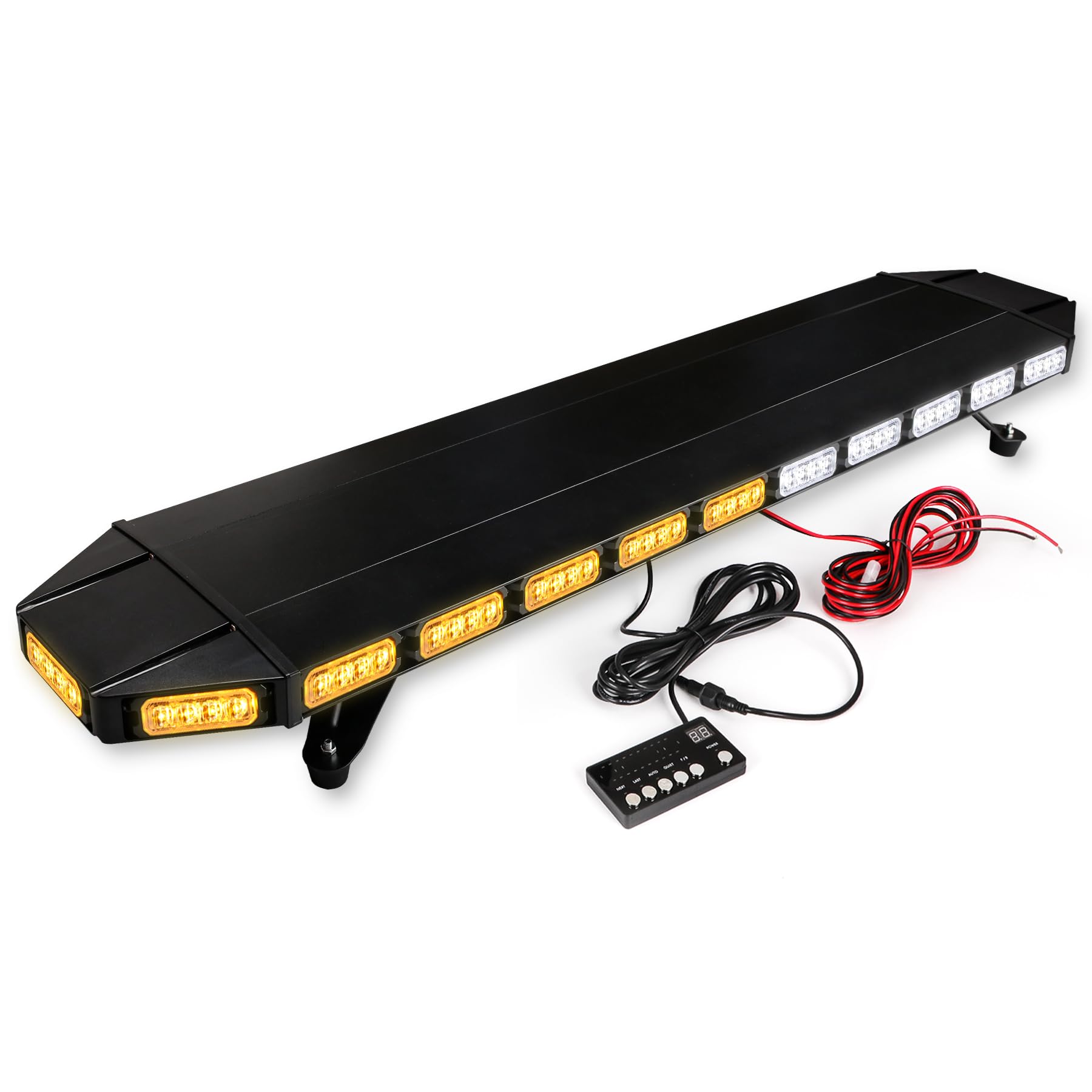 CUMART Upgraded 48" 104LED Extreme High Intensity Construction Emergency Warning Strobe Light Bar Rooftop Low Profile Law Enforcement Hazard Flashing For Tow Truck Vehicle (Amber/White)