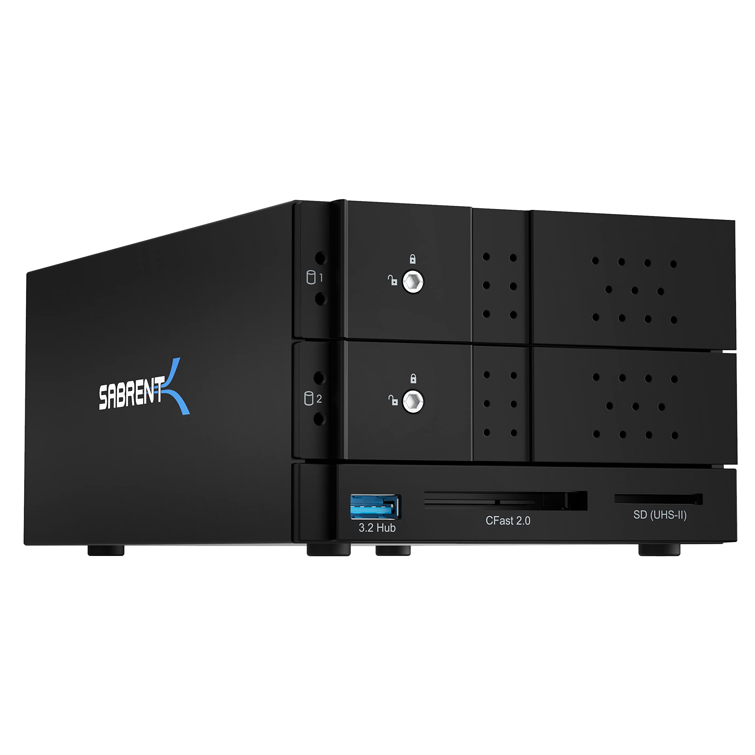 SABRENT USB Type C to Dual 3.5” SATA and RAID Docking Station with CFast/SD Card Readers and USB Type A Port (DS-2BCR)