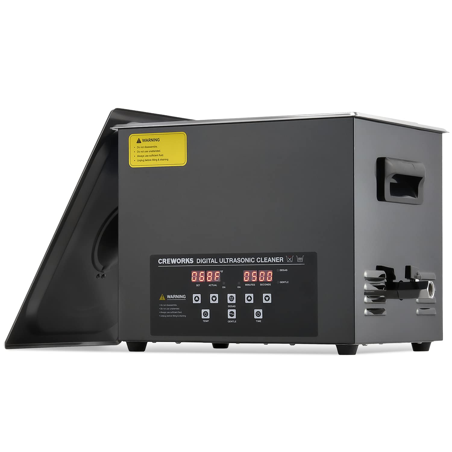 CREWORKS 10L Digital Ultrasonic Cleaning Machine with Degas and Gentle Mode, 240W Ultrasonic Cleaner Machine with Heater and Timer, 2.6 gal Ultrasound Cleaner for Retainer Watch Auto Tool Machine Part