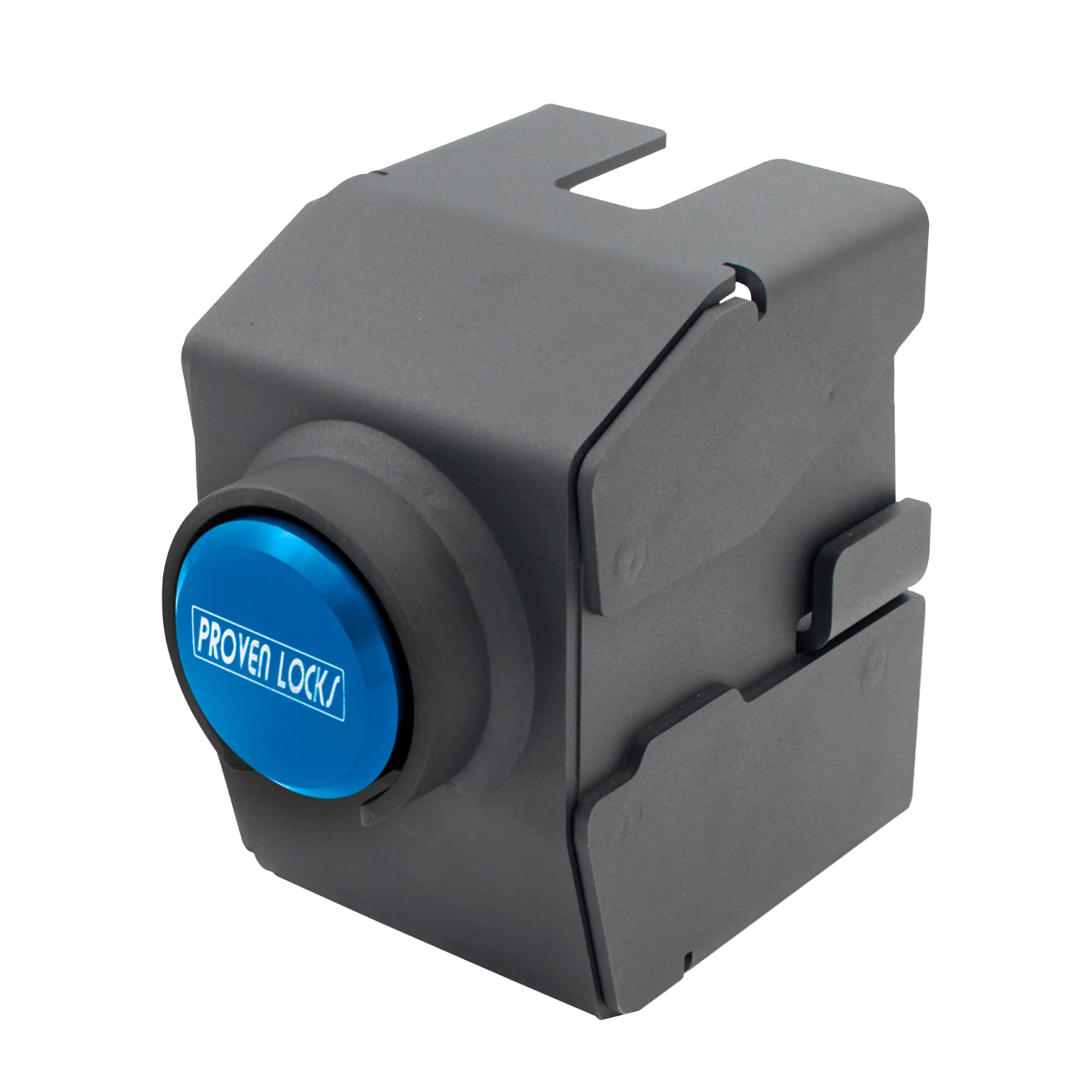 Proven Industries Model 2178-A Trailer Lock, Fits 2-Inch Yoke-Latch Trailer Couplers, Secures Safety Chains, Made in The USA, (Blue)
