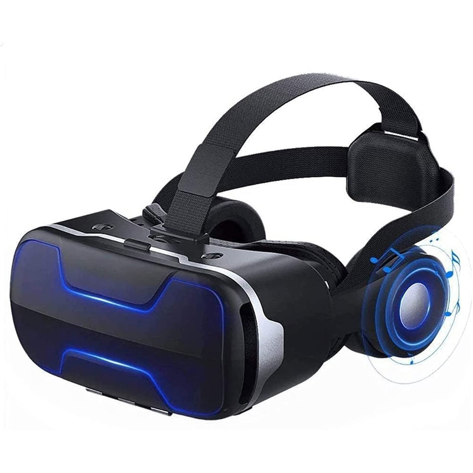 HHWKSJ VR Headset - Universal Virtual Reality Goggles - Mobile Games 360 Movies with Soft & Comfortable 3D VR Glasses | Blue | w/Eye Protection