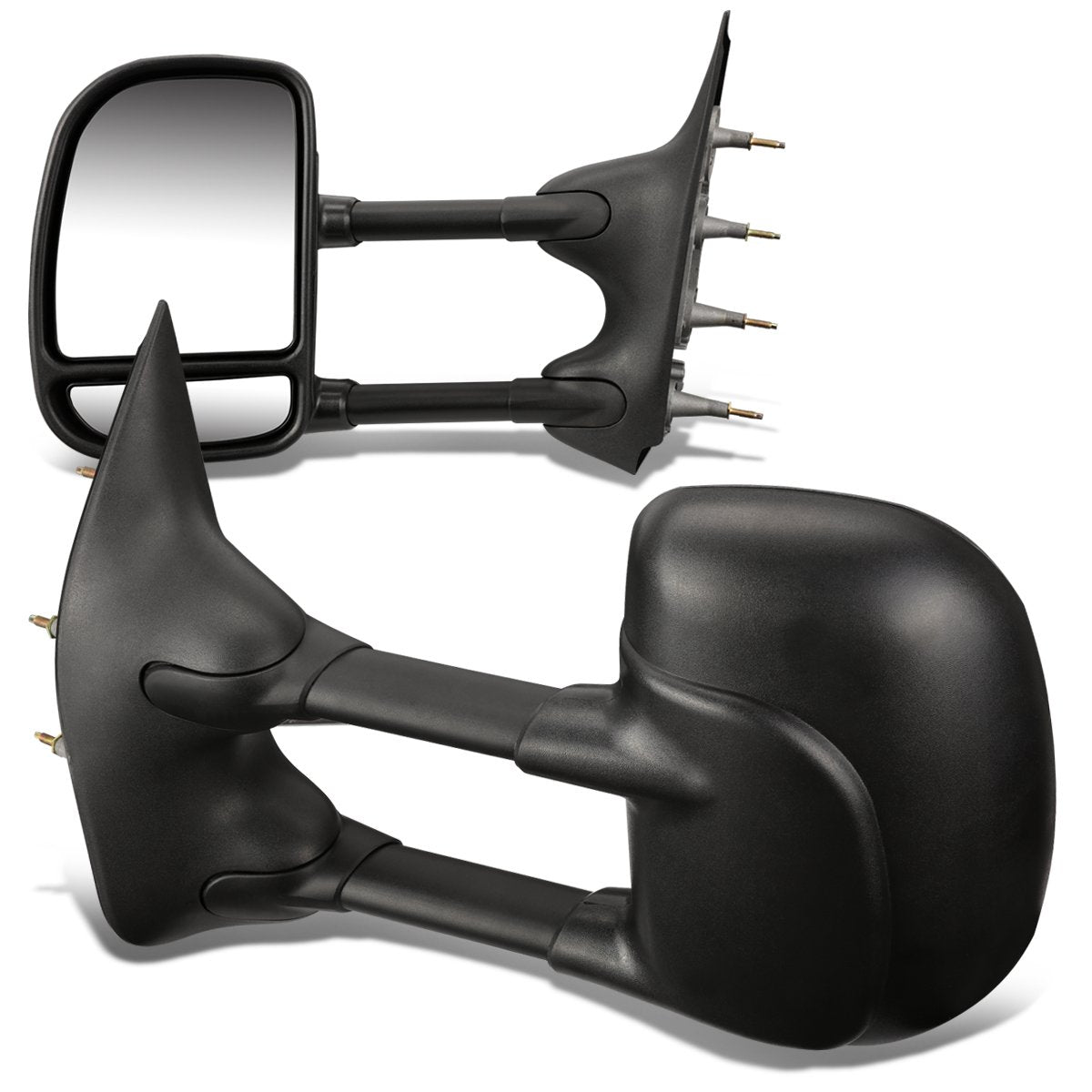 DNA Motoring TWM-010-T222-BK Pair of Manual Adjustment Towing Side Mirrors Compatible with 03-14 E-150 E-250 E-350 E-450 E-550 / Econoline,Black Housing