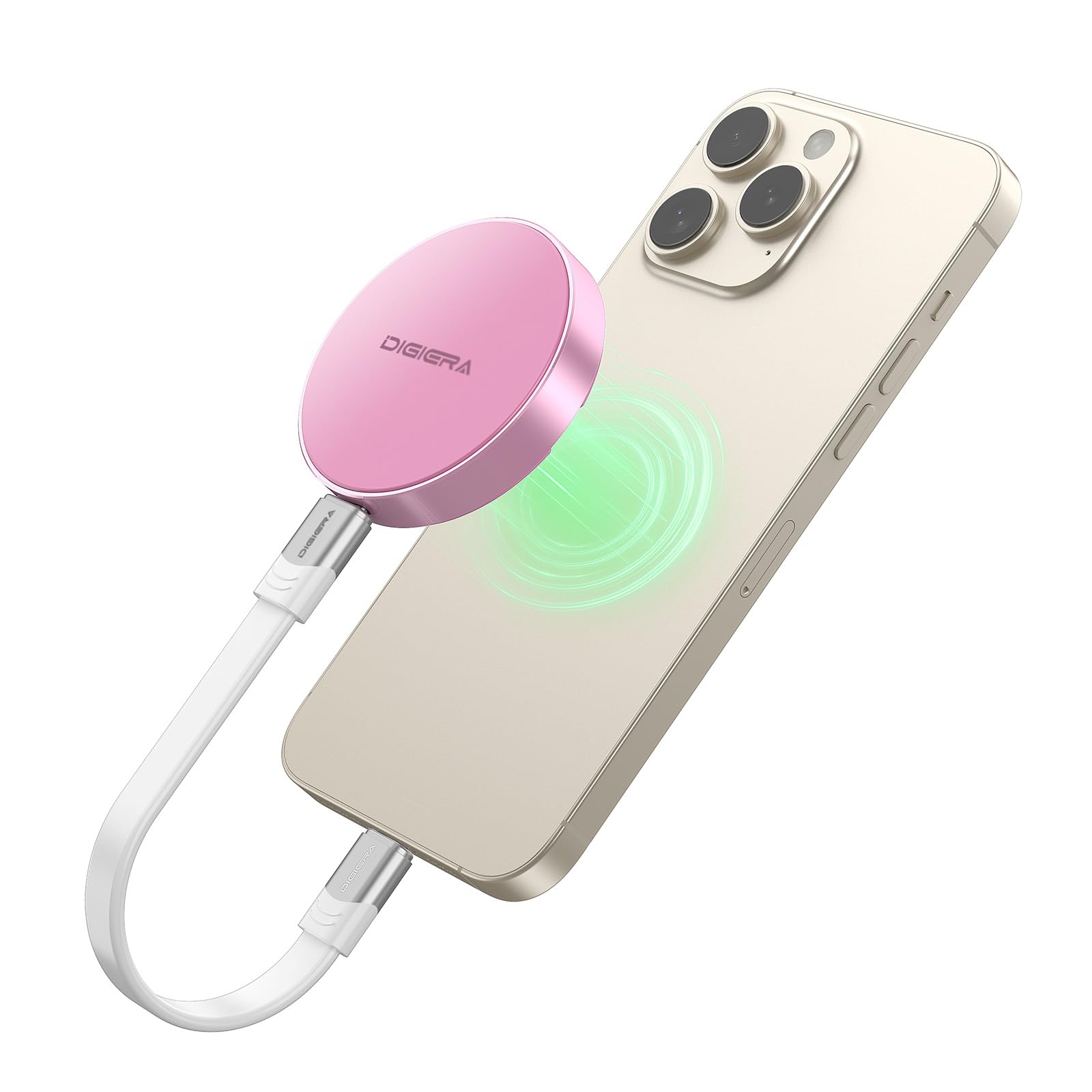 DIGIERA 2TB Magnetic Portable SSD, External SSD with Type-C USB 3.2 Gen 2x2, Speeds Up to 2000MB/s, Compact & Durable, Compatible with iPhone 15/16 Series, Galaxy S24/S23, Tablet, Computer, Pink