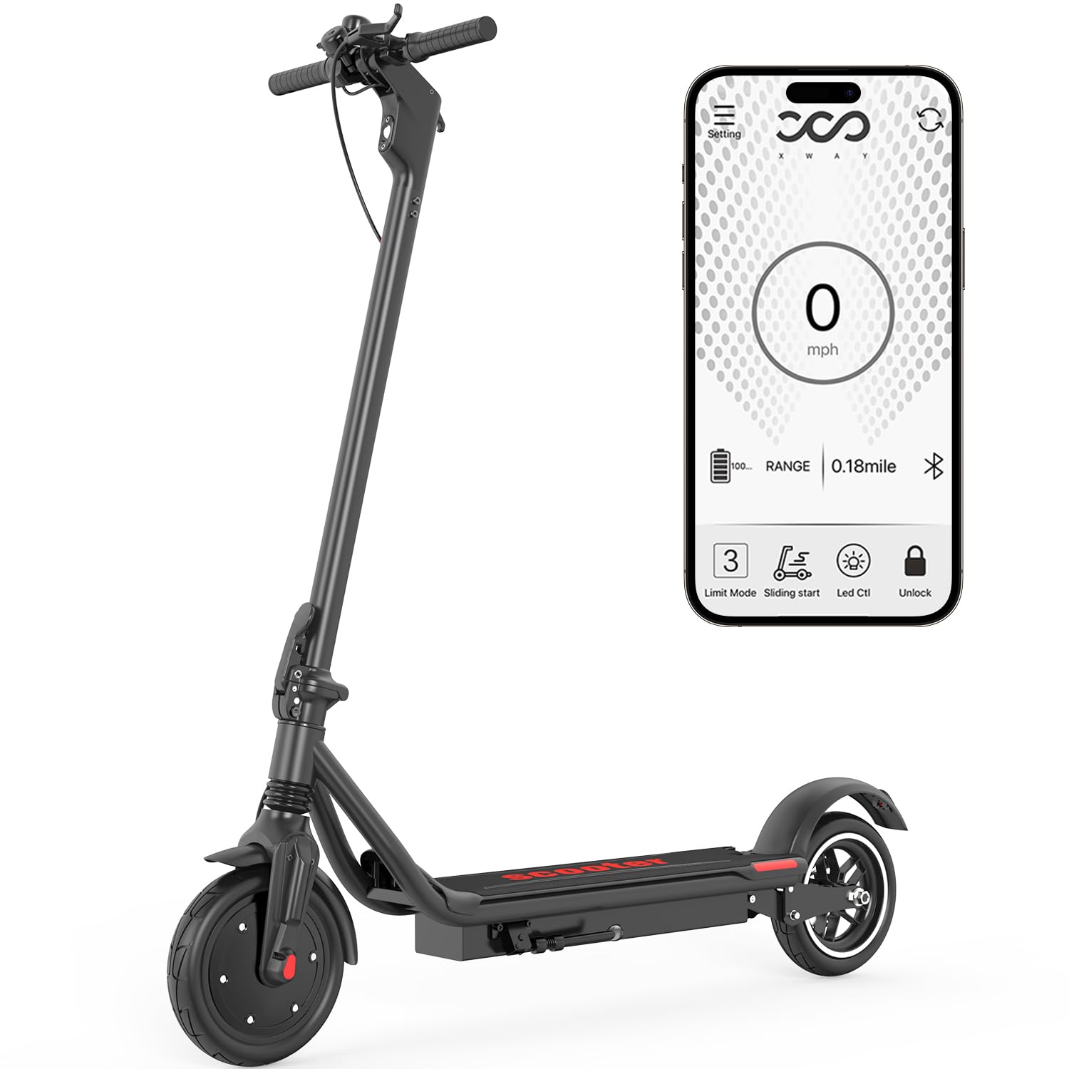 Scooter Electric for Adults 15 Mph Speed,12Mile Range, 350W Peak Power, 8.5" Cushioning Solid Tires,Foldable Electric Scooter Adults with Lock Braking System