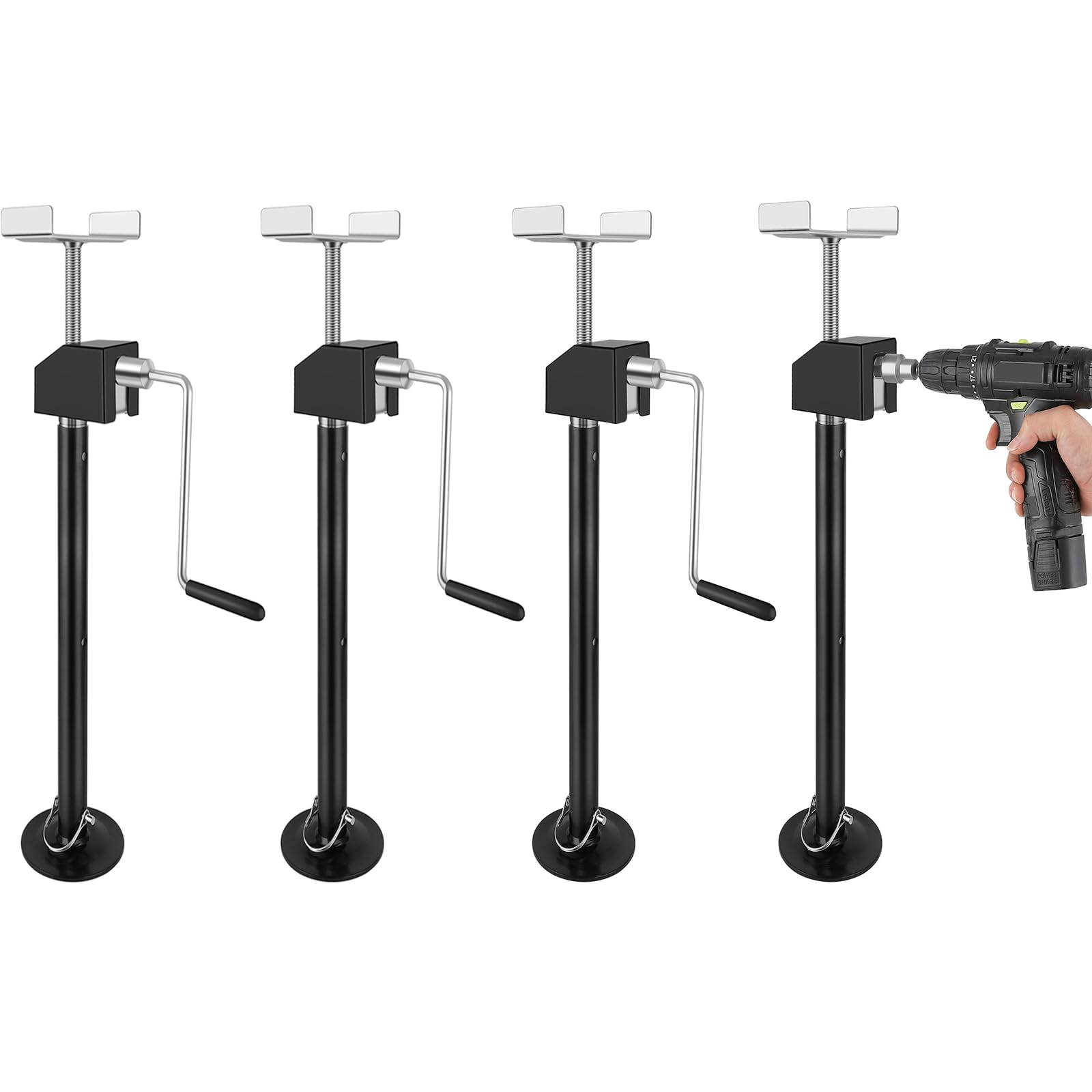 4-Pack Heavy-Duty RV Slide Out Support Jacks | Adjustable Height 21.06" - 34.25" | Supports Up to 10,000 Lbs | Heavy-Duty Steel RV Stabilizer Jacks | Ideal for Campers, Black