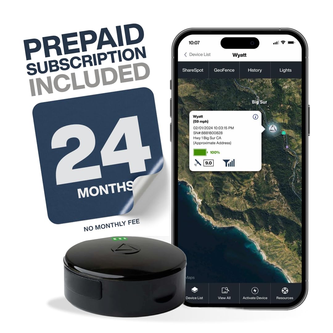 LandAirSea 54 GPS Tracker + 24-Months No Monthly Fee. Long Battery, Magnetic, & Waterproof. Global GPS Tracker for Vehicles. Made in The USA from Domestic & Imported Parts