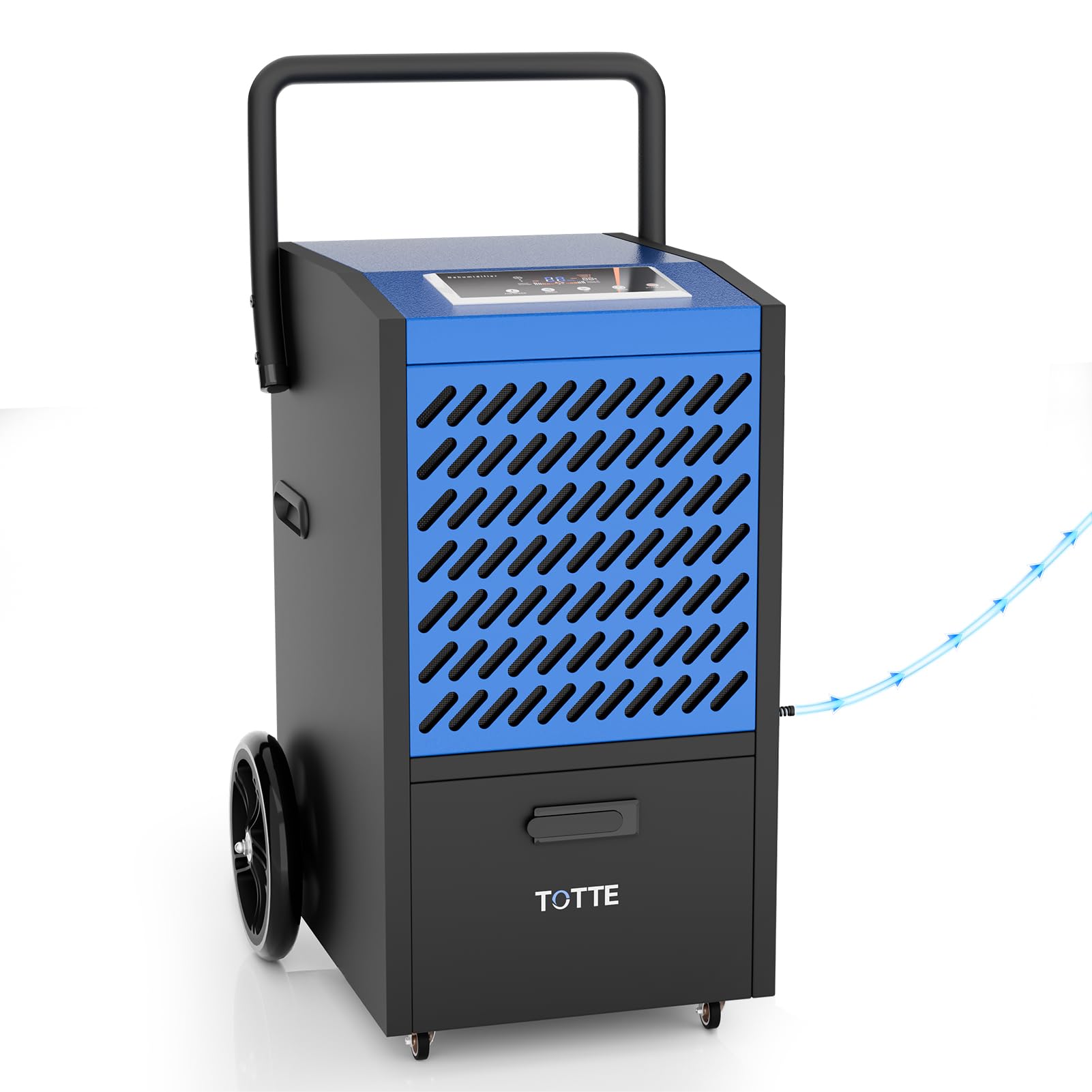 TOTTE 160 Pint Commercial Dehumidifier with Pump up to 8000Sq. Ft, 24H Timer, 20-90% Humidity Control, Dehumidifiers with drain hose, Auto Defrost, Auto Restart, for Basement, Industrial,Crawl Space
