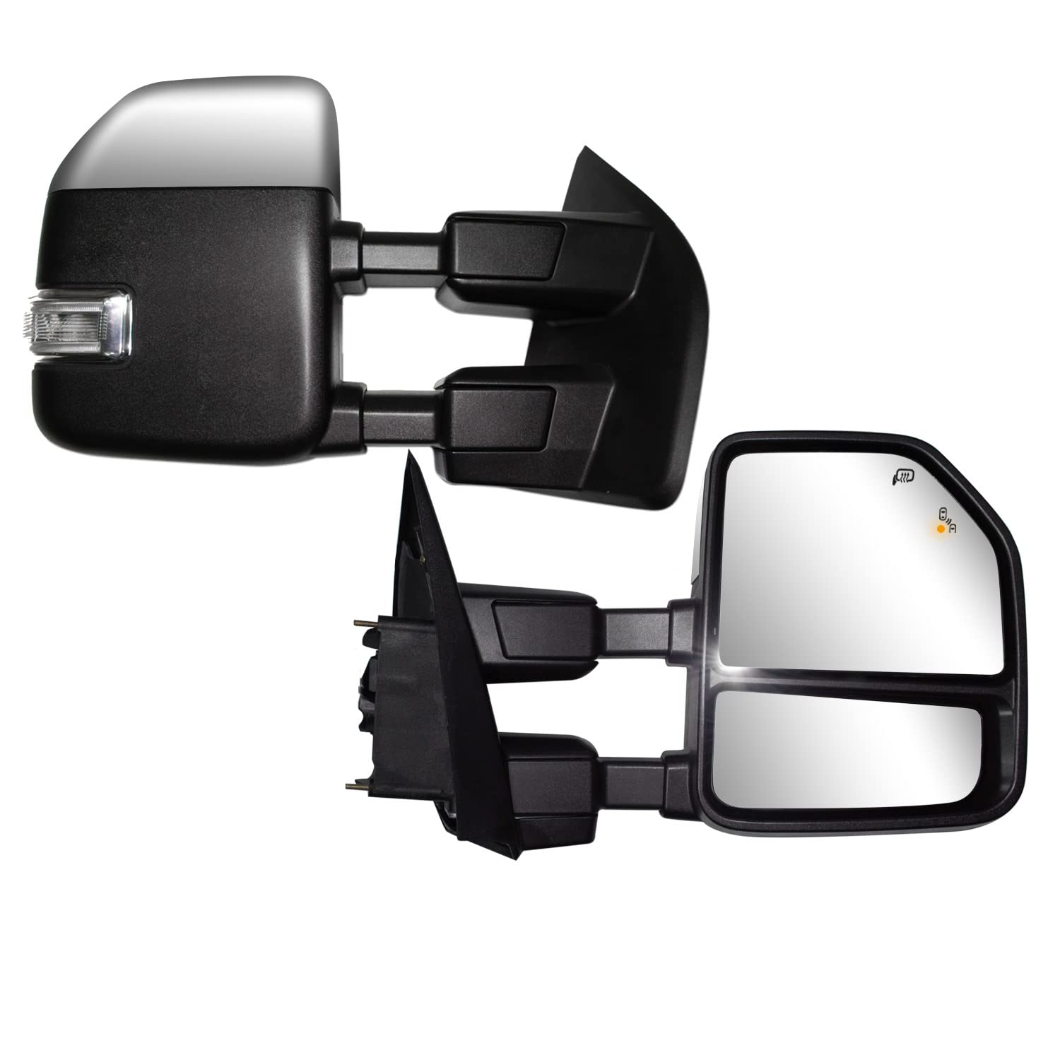 Brovw Towing Mirrors fit for 2017 2018 2019 2020 Ford F250 F350 F450 F-550 Super Duty Pickup Truck Side Mirrors Chrome cap with Power Heated Turn Signal Light
