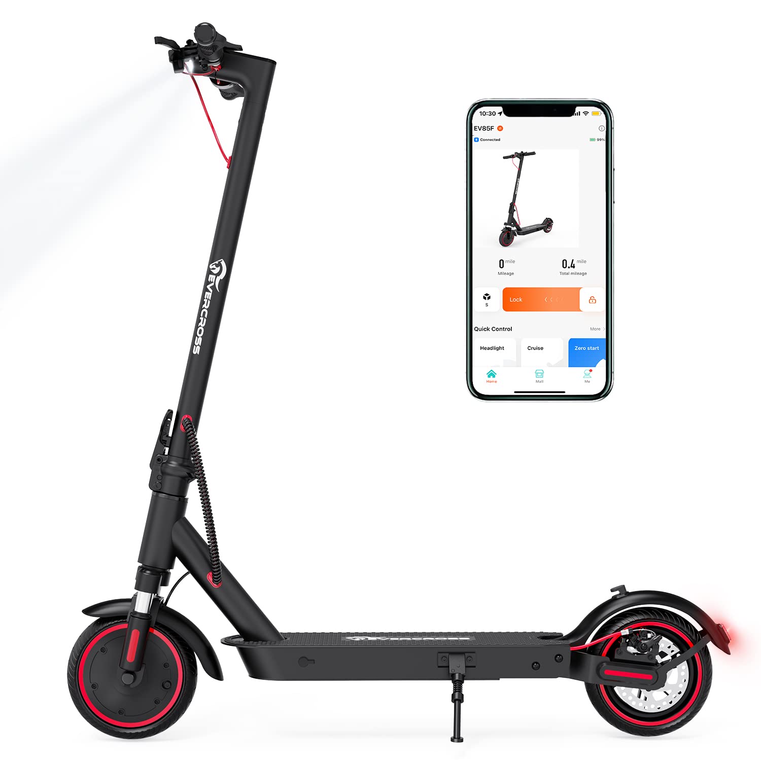 EVERCROSS Electric Scooter Adults with 350W Motor, Up to 19 MPH & 19 Miles E-Scooter, Lightweight Folding for Adults with 8.5'' Solid Tires & APP Control