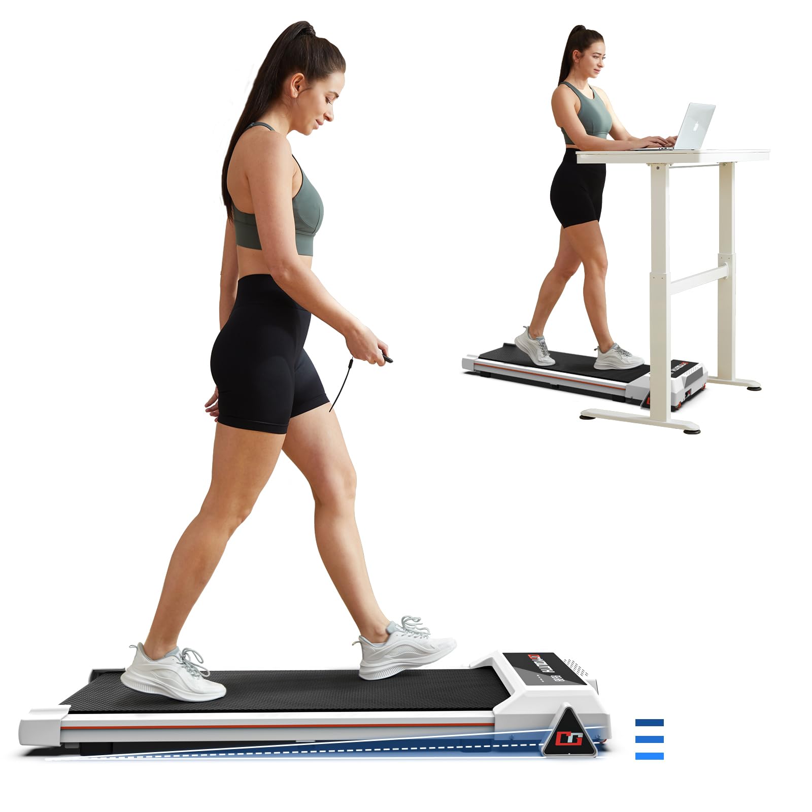 GOYOUTH Incline Mini Walking Pad Portable Under Desk Treadmill with Remote Control, LED Display, Compact Walking Machine for Home & Office, 12 HIIT Programs, Installation-Free, 265 lbs Capacity