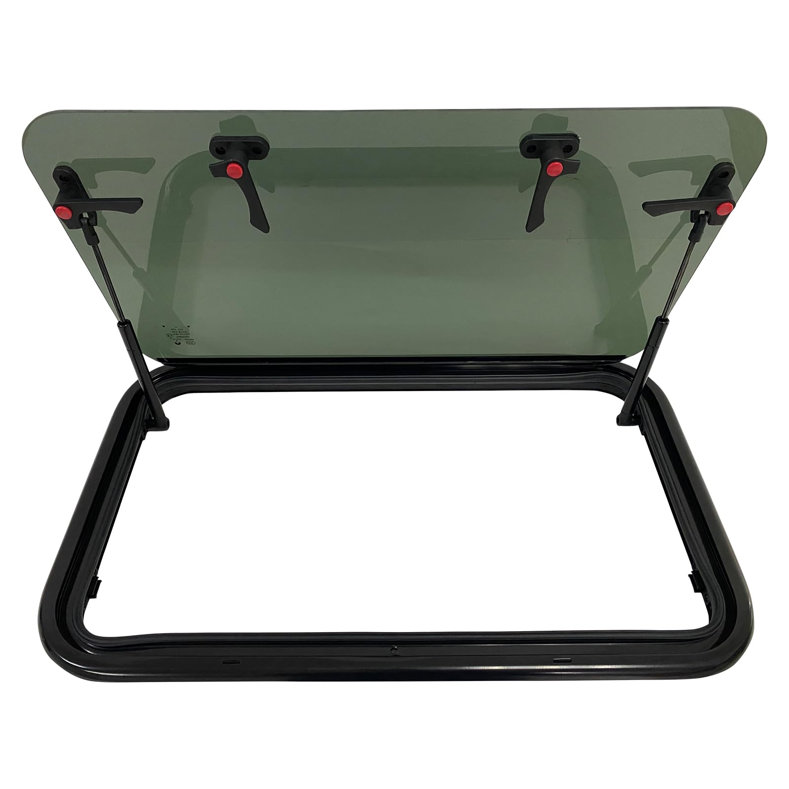 RV Exit Windows 28"W x 16"H, RV Push Out Window, Travel Trailer EXIT Window, Rv Emergency Exit Window with concealed pleated gauze and Screen, DOT Certificated (with Trim Ring and Blind)