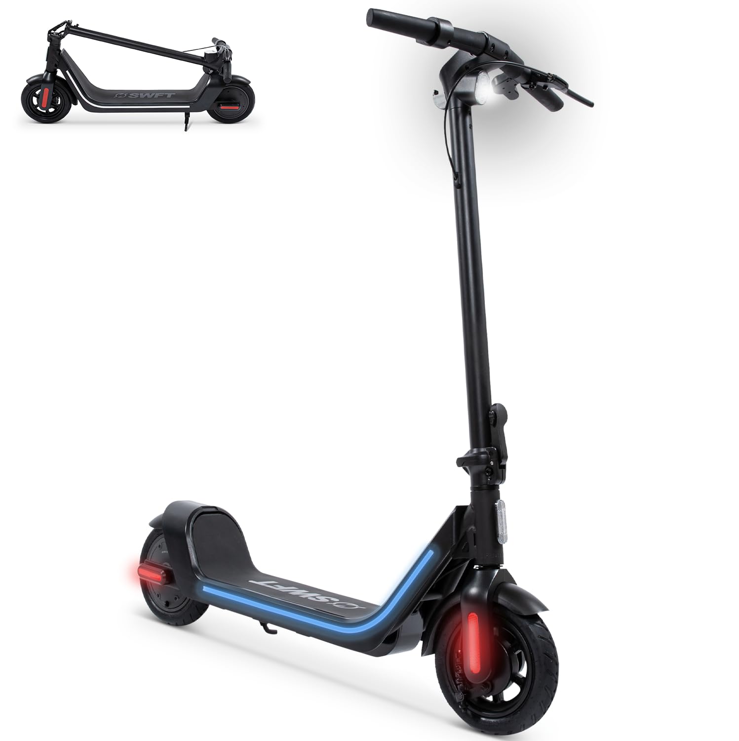 SWFT EX1 Electric Scooter- 12 Mile Max Range, 16 MPH Speed, 300W Motor, Foldable Design, LED Lighting & Digital LCD Screen
