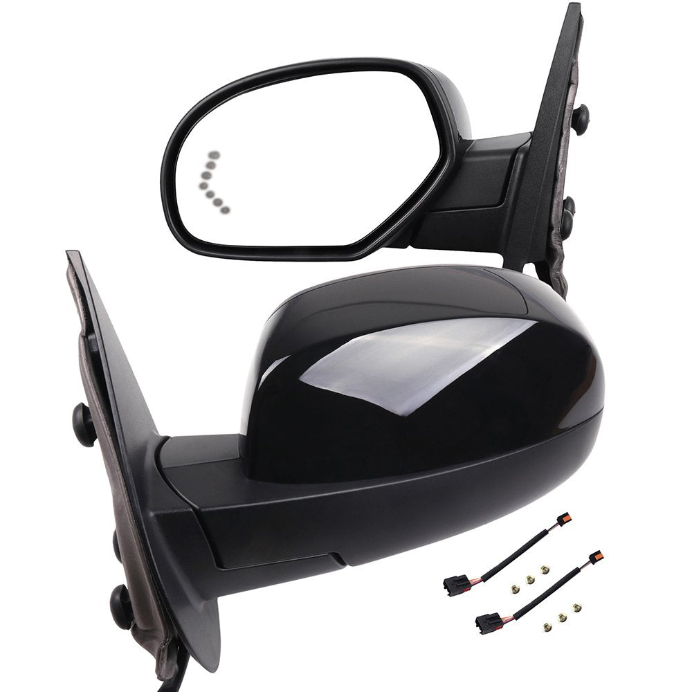 SCITOO Side View Mirror Fit For Chevy For GMC with Puddle Lights Chrome Rear View Mirrors fit 2007-2013 For Chevy For GMC with Amber Arrow Turn Signal Power Heated Manual Folding GM1320325, GM1321325