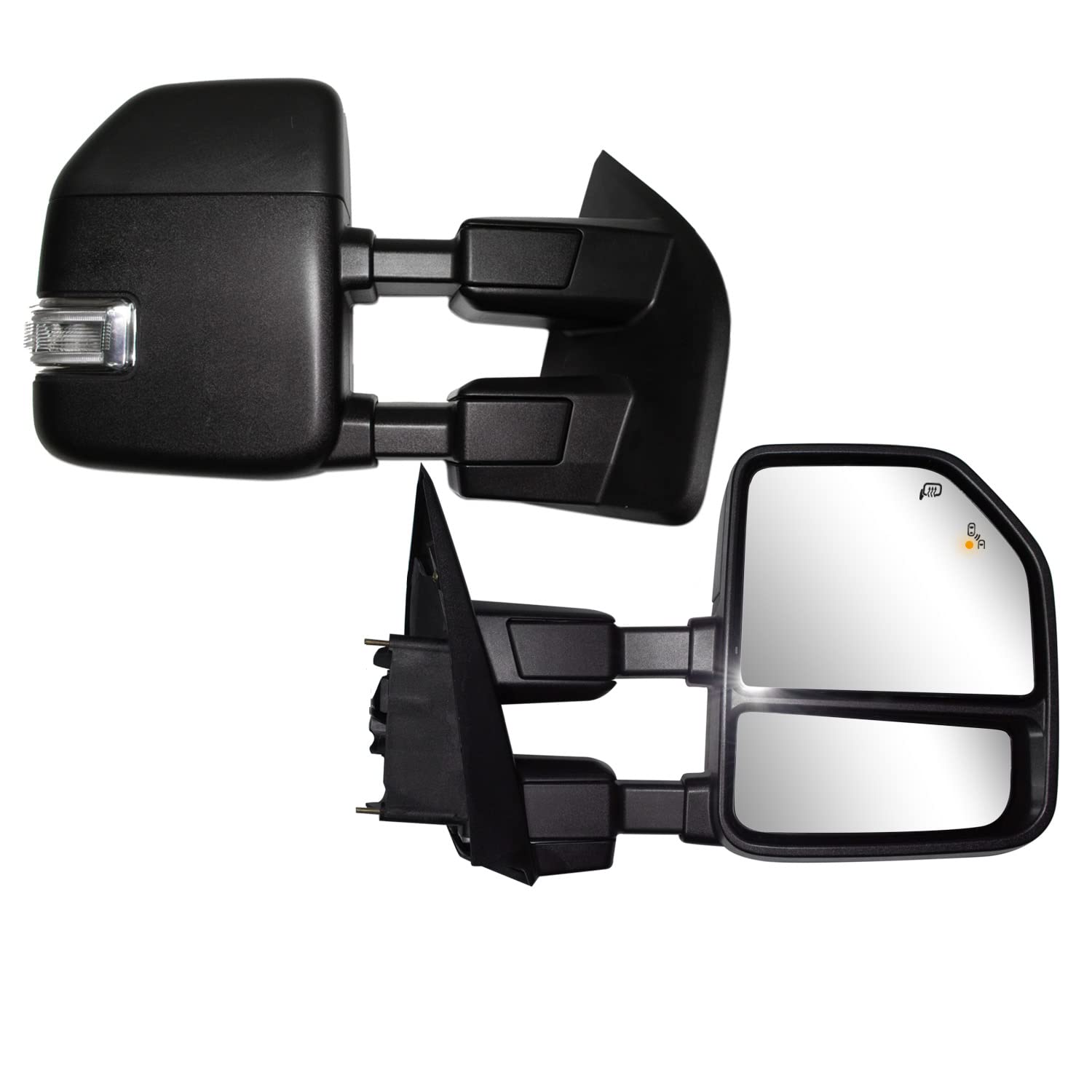 Brovw Towing Mirrors fit for 2017 2018 2019 2020 Ford F250 F350 F450 F-550 Super Duty Pickup Truck Side Mirrors Black Housing with Power Heated Turn Signal Light