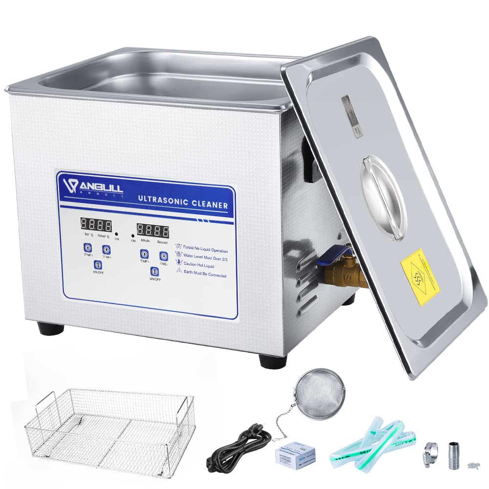 Anbull 15L/4Gal 360W Professional Ultrasonic Cleaner Machine with 304 Stainless Steel and Digital Timer Heater for Jewelry Watch Coin Glass Circuit Board Small Parts,060S