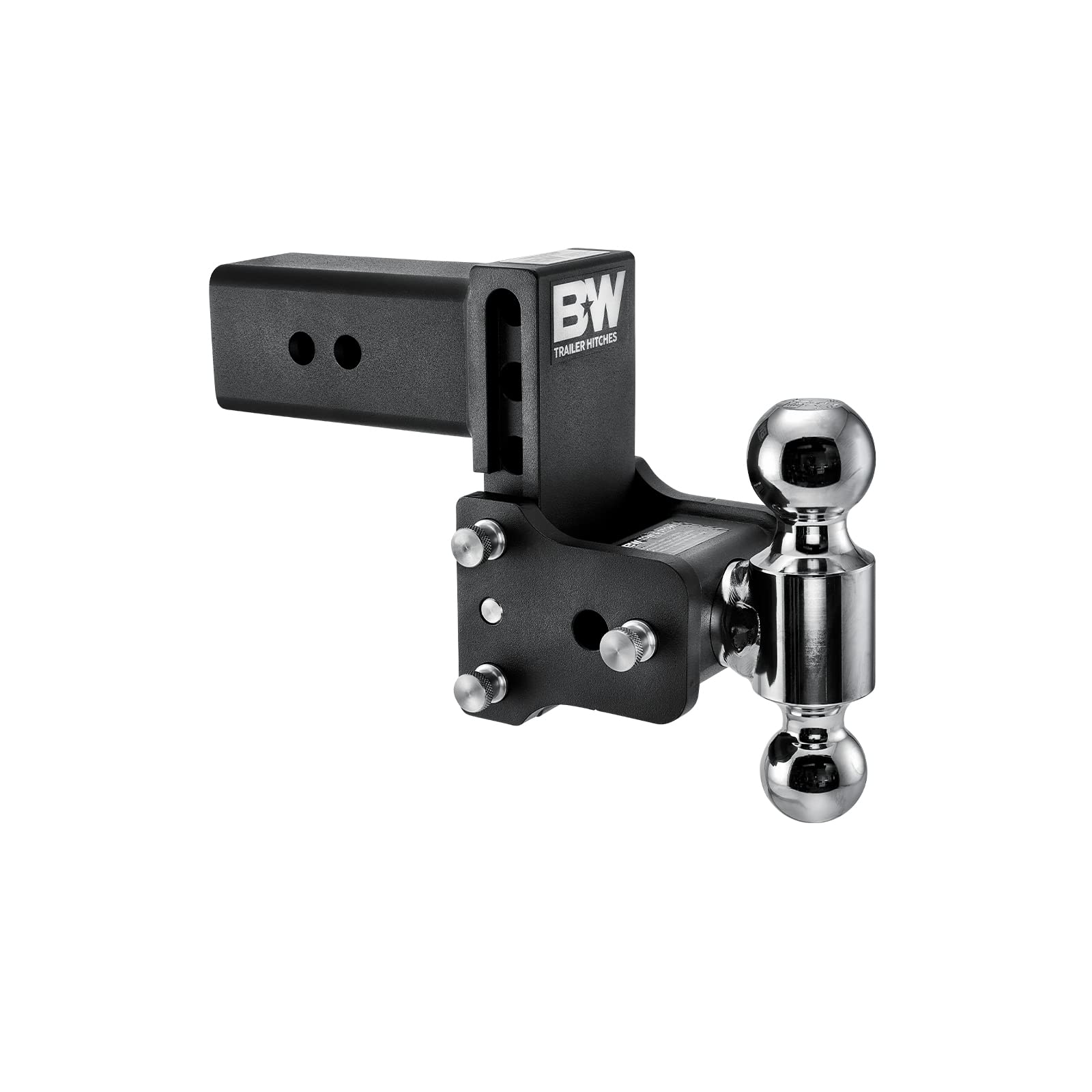 B&W Trailer Hitches Tow & Stow Adjustable Trailer Hitch Ball Mount - Fits 3" Receiver, Dual Ball (2" x 2-5/16"), 4.5" Drop, 21,000 GTW - TS30037B