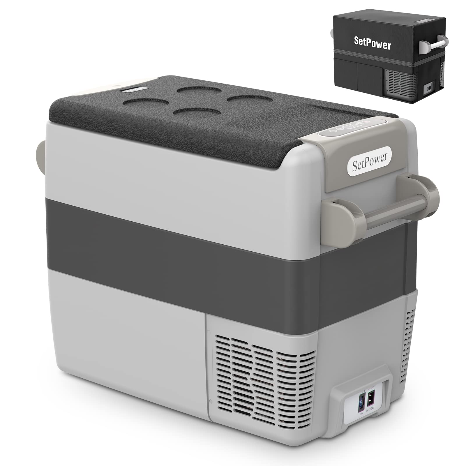 Setpower AJ50 Portable Freezer Fridge for Car with Cover,53 Quart(50L) 12 volt Refrigerator for Camping,Portable Car Refrigerator,0℉-50℉,12V Electric cooler For Car,RV,Camping,Travel, Fishing
