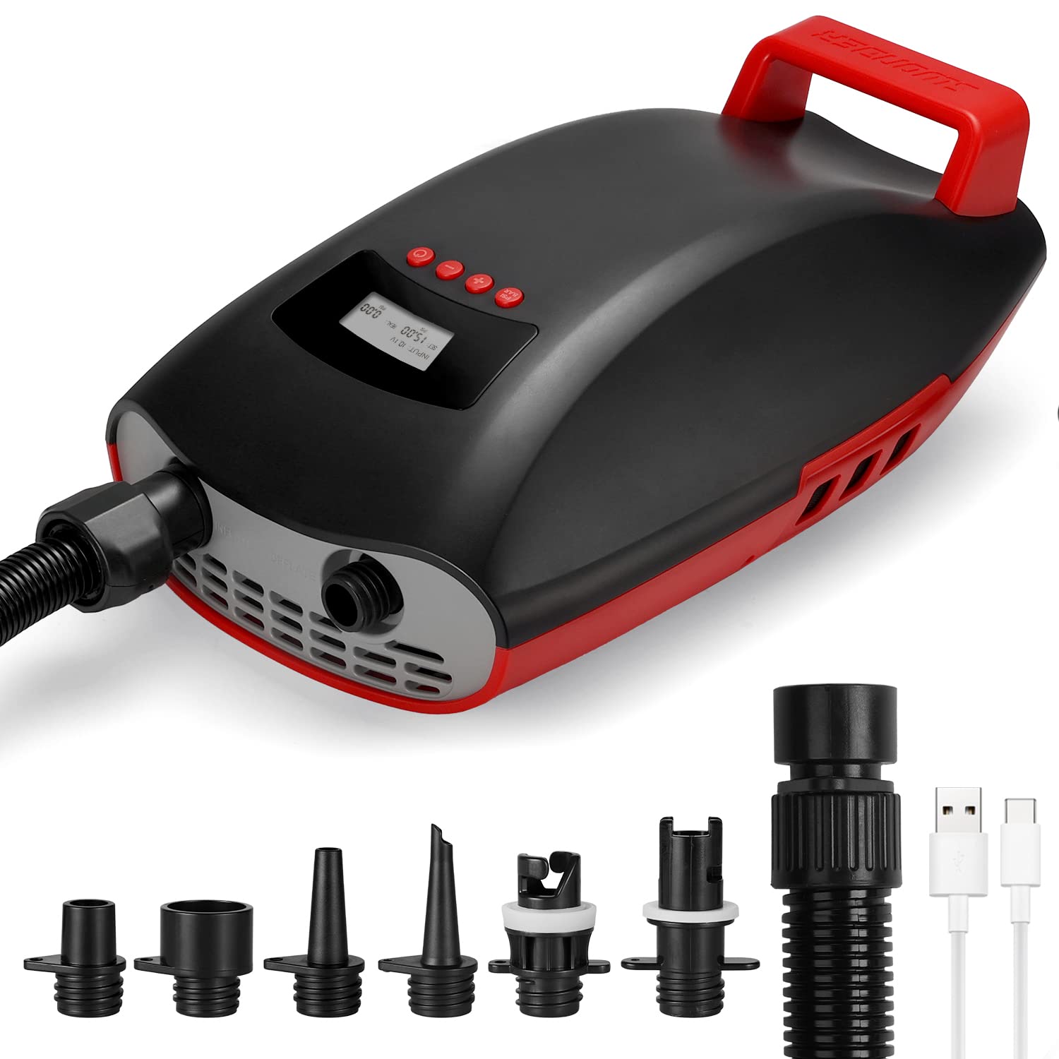 Swonder Seawolf Paddle Board Pump w/ 9000mAh Battery Powered, 2X Faster 20 PSI SUP Electric Air Pump w/Dual Cylinders, Dual Stage, Active Cooling System for Inflatable Paddleboard, Kayak