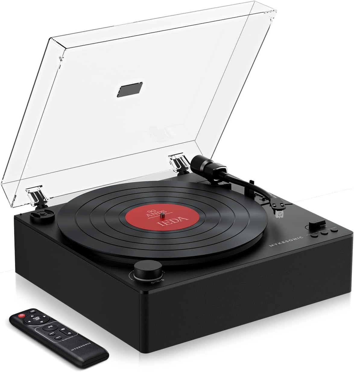 MYKESONIC Automatic Record Player, Bluetooth Belt Drive Vinyl Turntable, Magnetic AT-3600L Cartridge, Bluetooth in & Out, Hi-Fi Stereo Speakers, Aux in Headphone, RCA Out with Remote Control