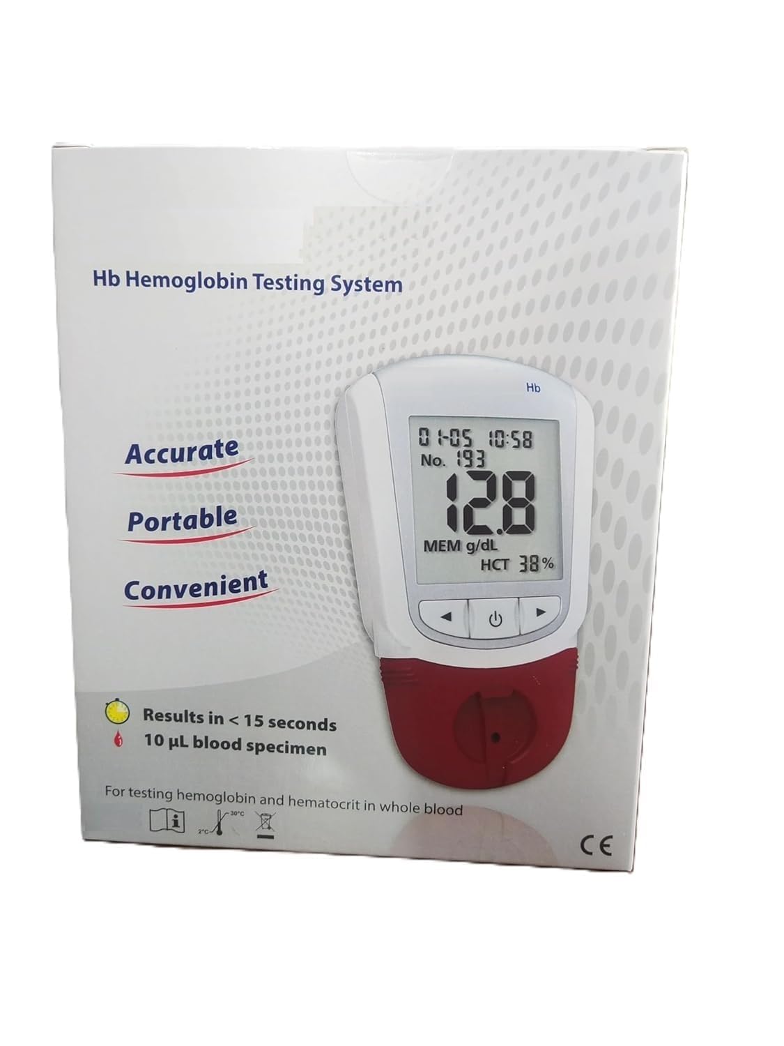 Hemoglobin Meter with 60 Test Strips, Blood Testing Device
