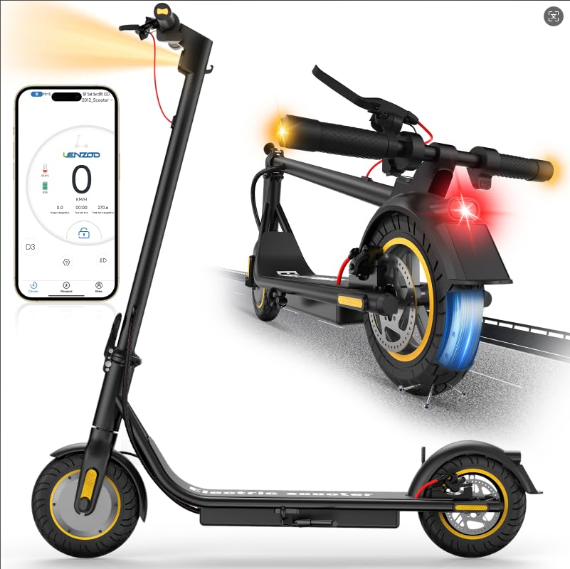 DXH Electric Scooter Adults,10" Tires, E Scooter with 500W Motor,Upto 19MPH & 20Miles, Scooter Electric for Adults with Dual Braking Safe System, Folding Electric Scooter with APP