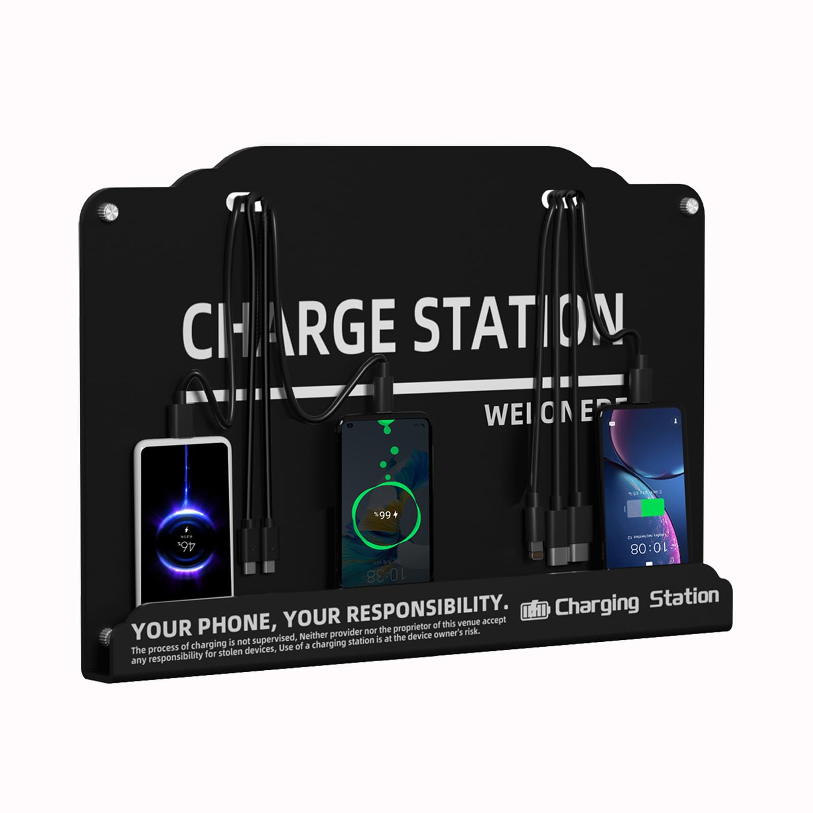 Wall Mounted Cell Phone Charging Station Mobile Phone Charging Station | Fast Charging 8 Device | Compatible with iPhone ipad Smartphone Tablets Port | Great for Offices Hotel Hospital Airport