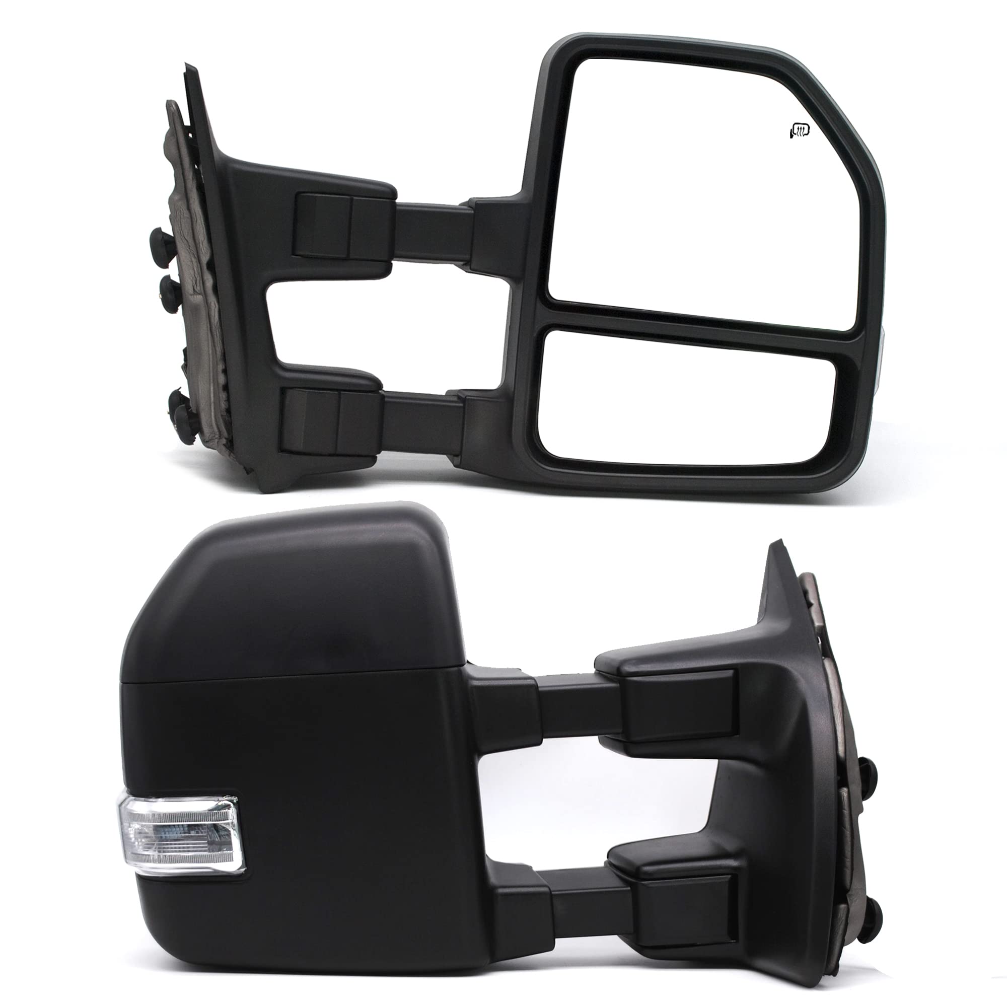 BOOLEE Towing Mirrors fit for Ford F250 F350 F450 F550 Super Duty 1999-2016 manual glass adjustment folding manual extendable Black Cap Pickup Truck