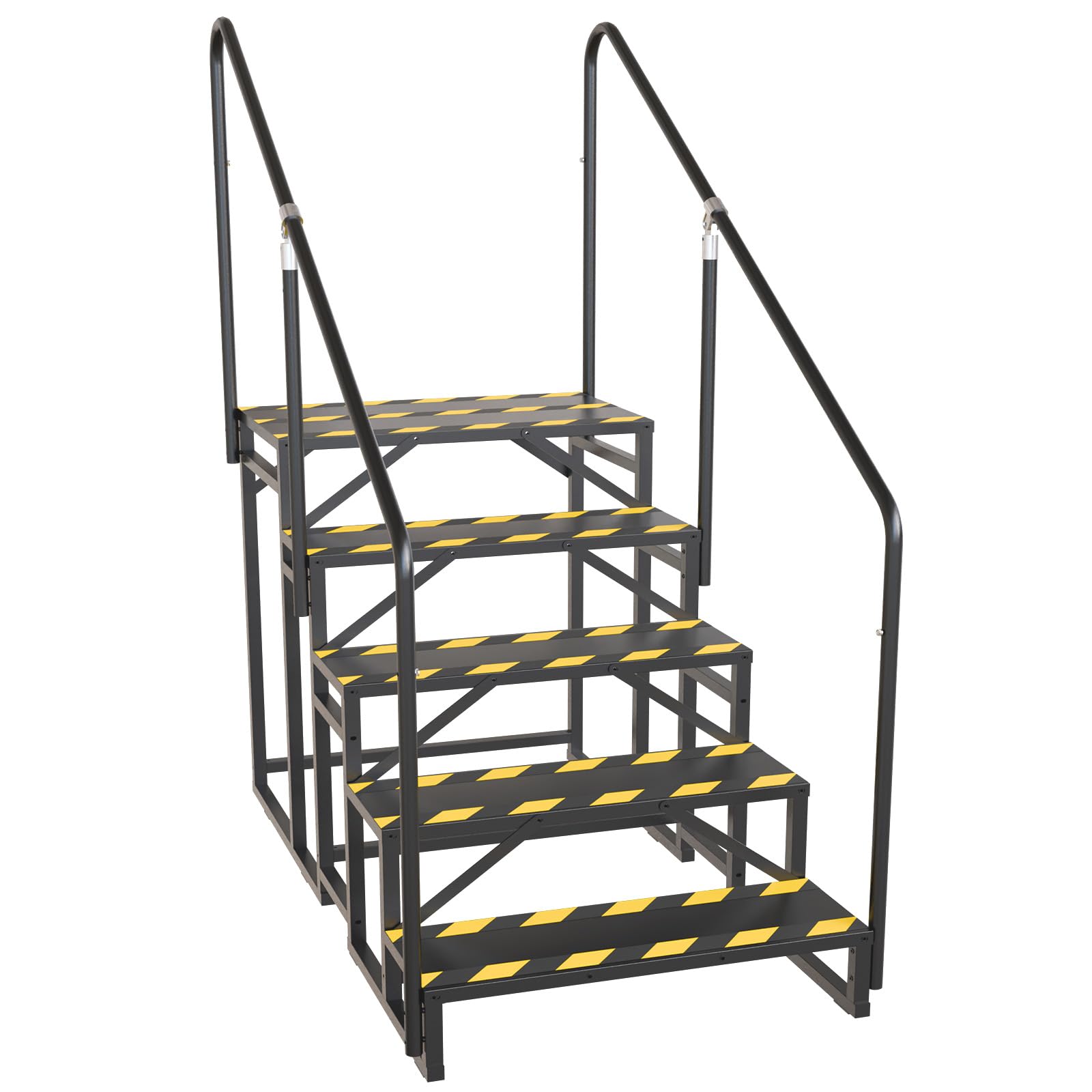 TOCRETOARE RV Steps with Handrail, Hot Tub Steps with Handrail, Portable Stairs Steps for 5th Wheel RV, Mobile Home Stairs Outdoor RV Step (5 Steps with 2 Handrails)