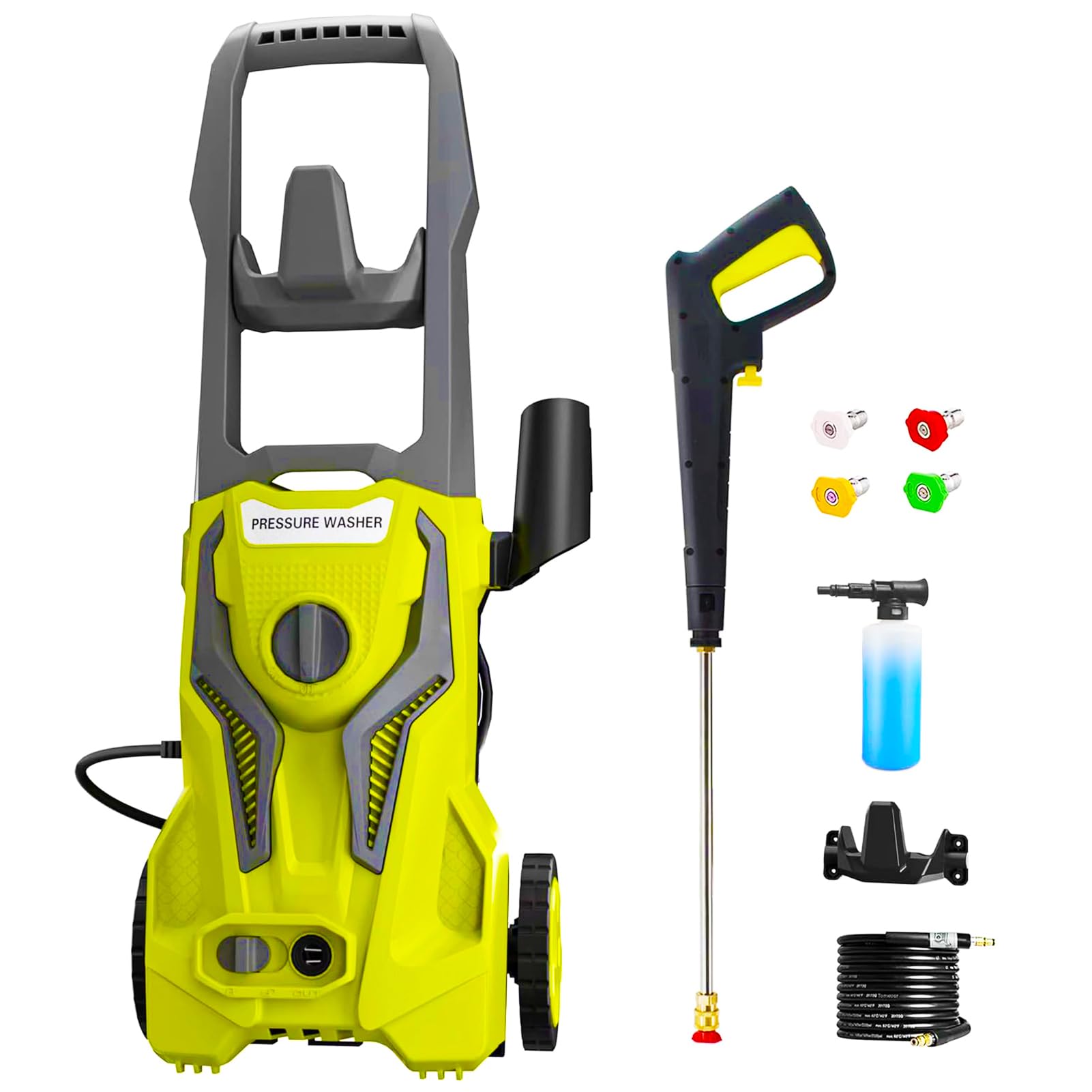 Power Washers Electric Powered - 4800PSImax 3.2GPM High Pressure Washer Car Cleaning Machine with Adjustable Spray Nozzle and Foam Cannon for Home Driveway Patio Deck, Light Yellow