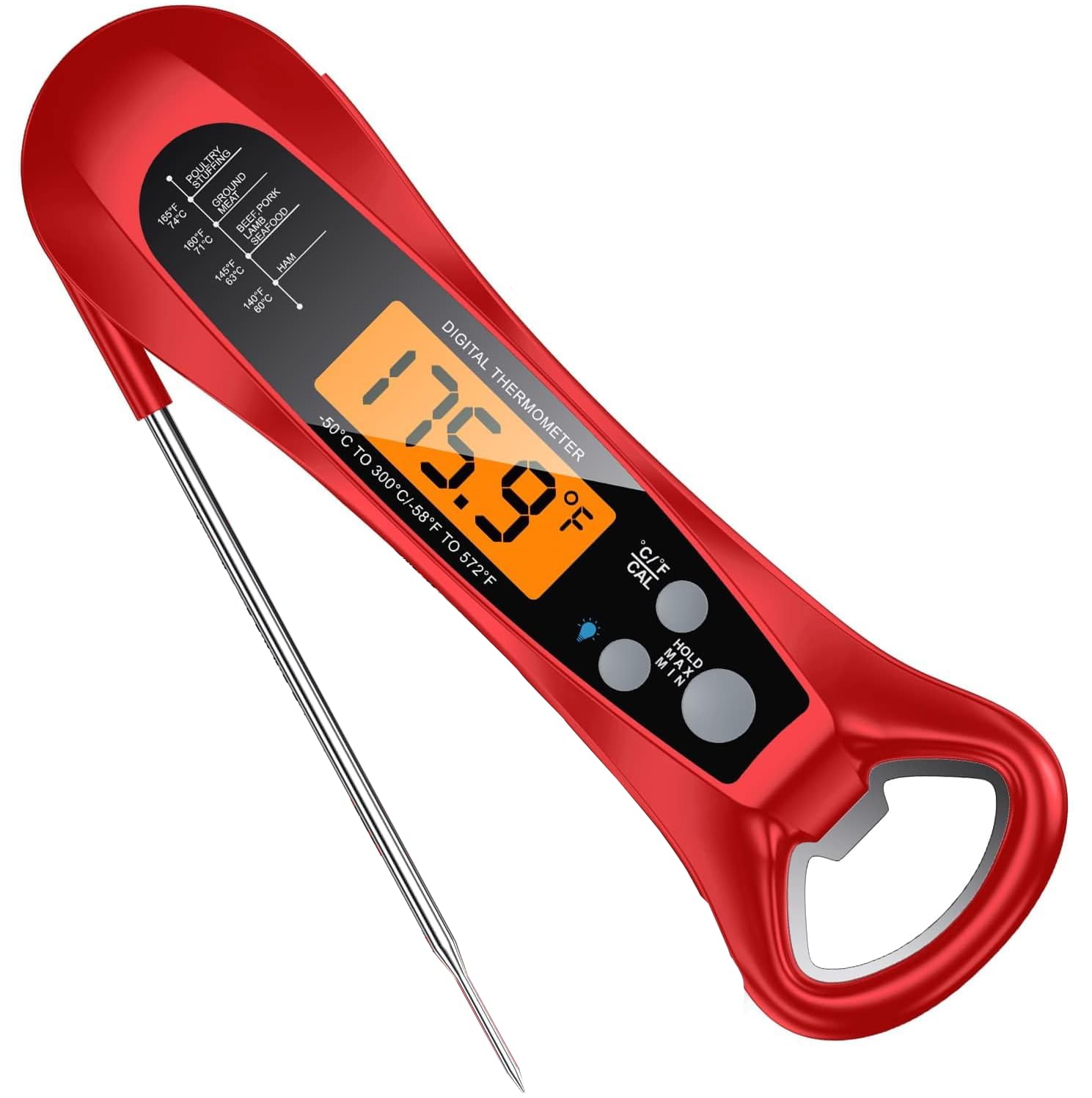 NIUTA Meat Thermometer Digital, 1 Sec Instant Read, NIST Certified Accurate to ±0.5℉, Ultra Bright LED Screen, 100% Waterproof, Auto-Rotate, BBQ/Smoker/Candy, Valentines Gift, HD-AAA