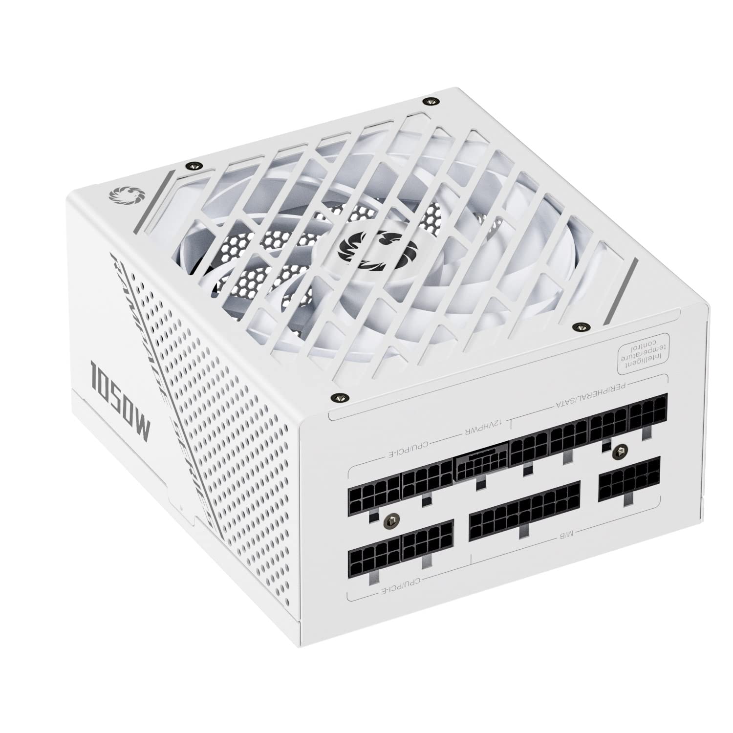 GAMEMAX Rampage Series 1050W ATX 3.1 & PCIe 5.1 80 Plus Platinum Certified Fully Modular Power Supply, 135mm F.D.B Fan, 105°C Japanese Caps, 10 Year Warranty, GX1050, White